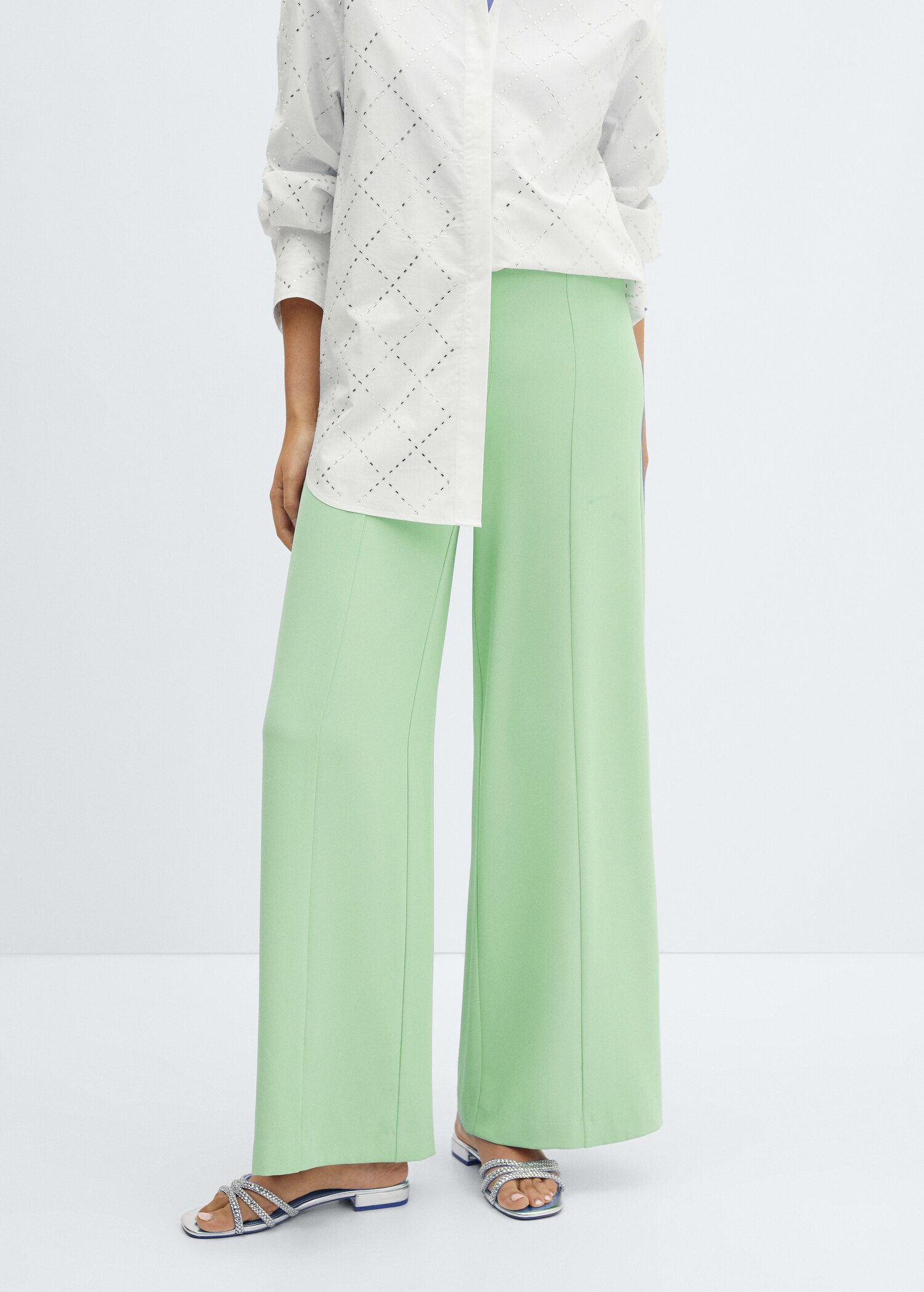 Wideleg-Bundfaltenhose - Mittlere Ansicht