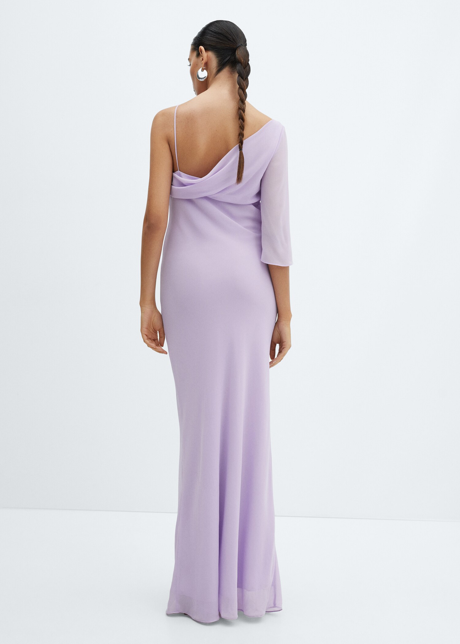 Asymmetrical dress with flared sleeves - Reverse of the article