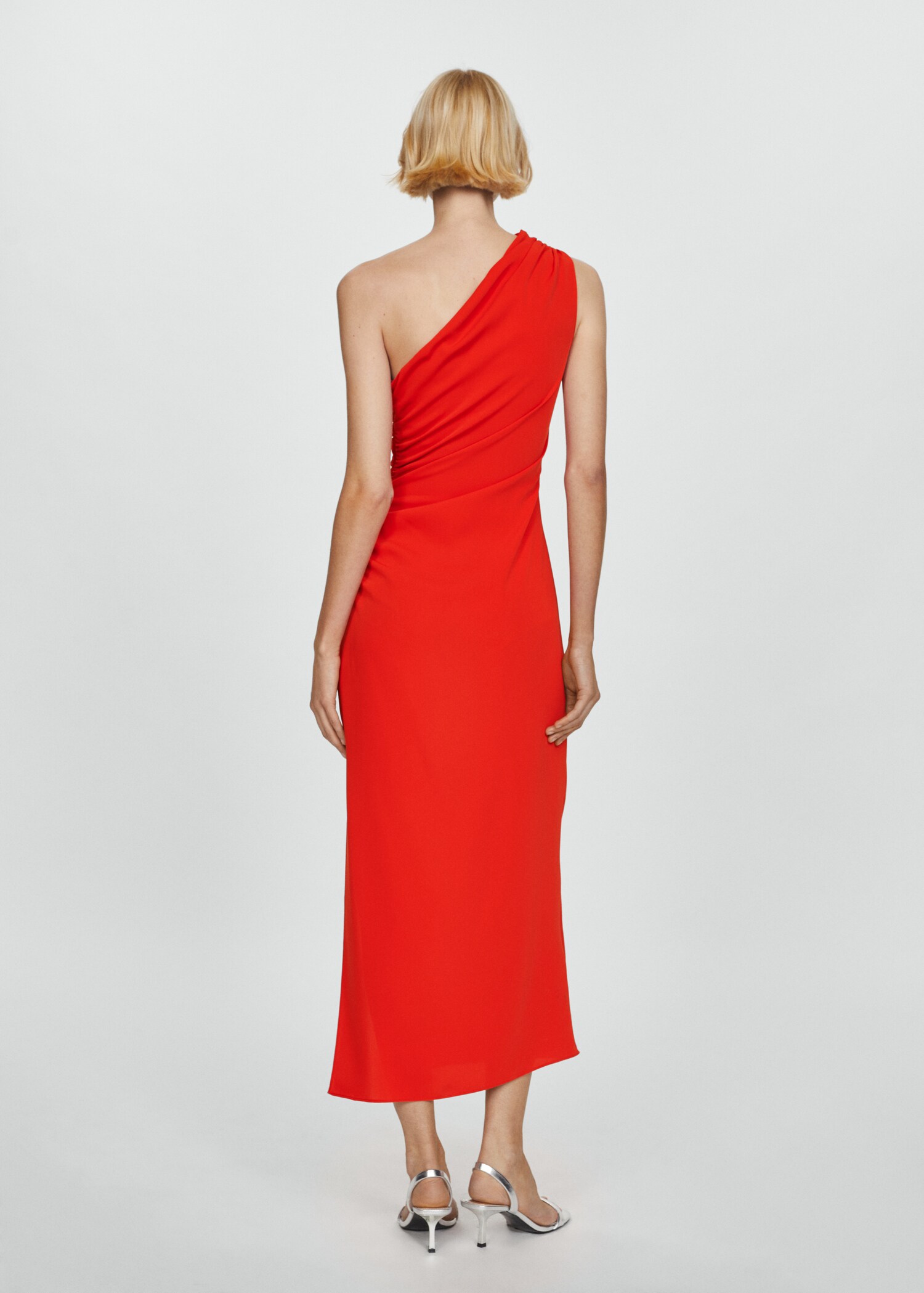 Asymmetrisches Kleid mit Seitenschlitz - Rückseite des Artikels