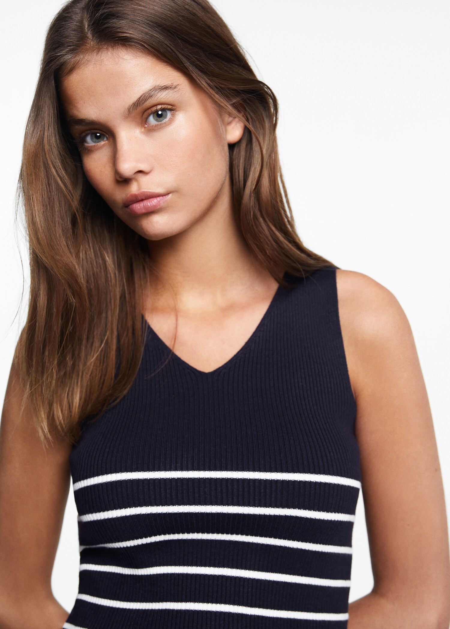 Striped strapless top - Details of the article 1