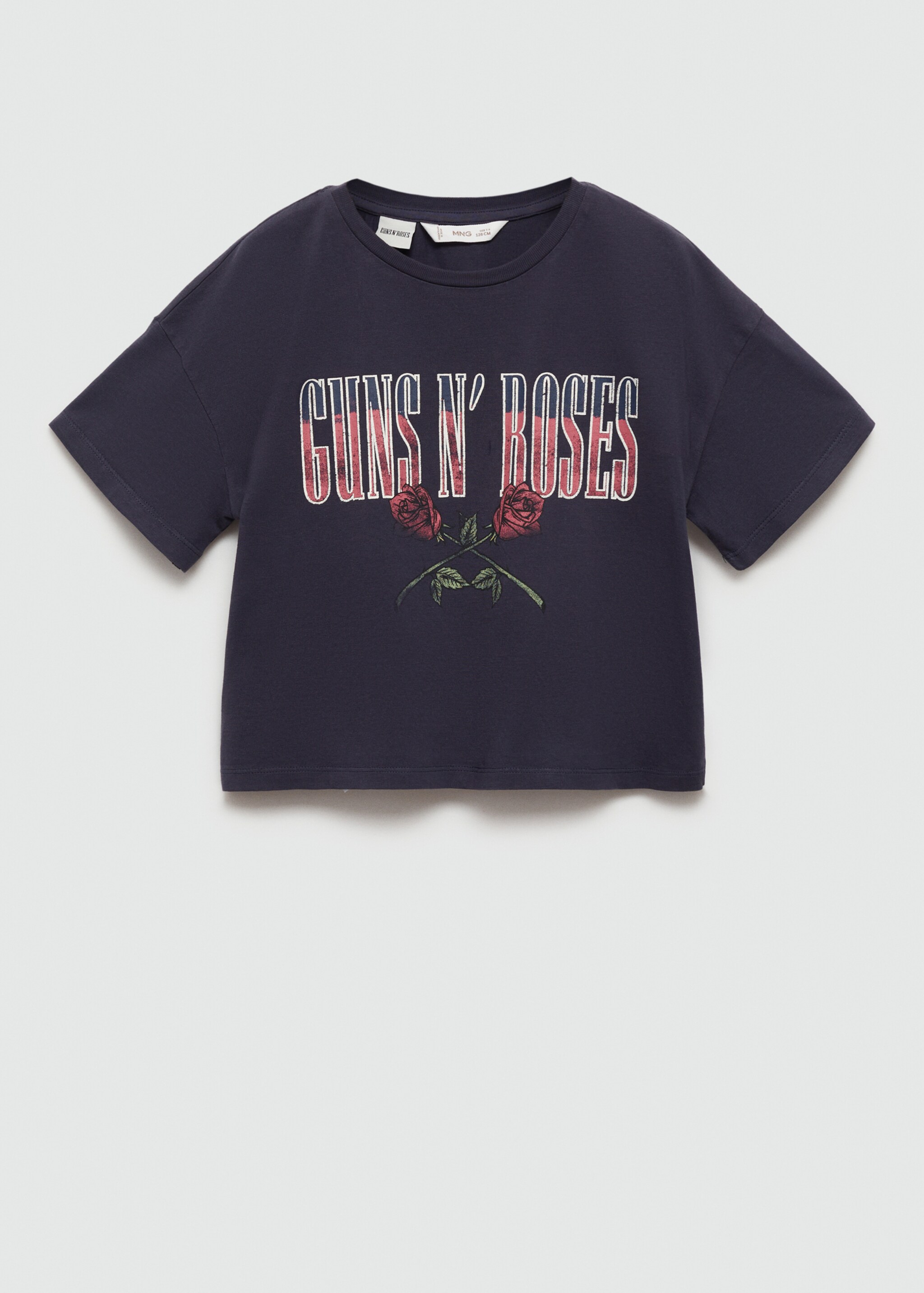 Gemustertes Cropped-T-Shirt - Artikel ohne Model, Dunkles Marineblau. Ref: 67096735-00.