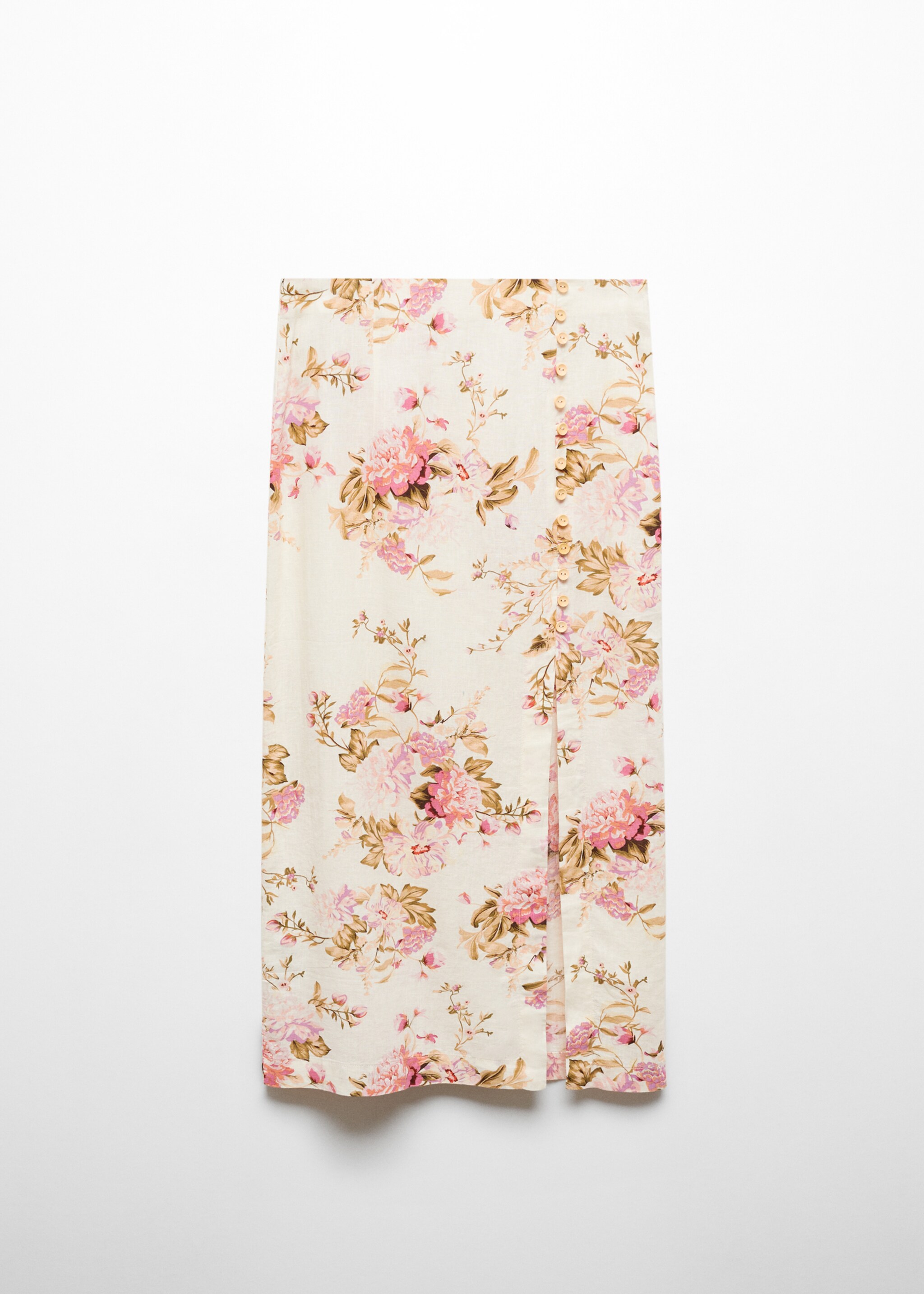 Linen skirt with slit - Article without model, Ecru. Ref: 67097110-00.