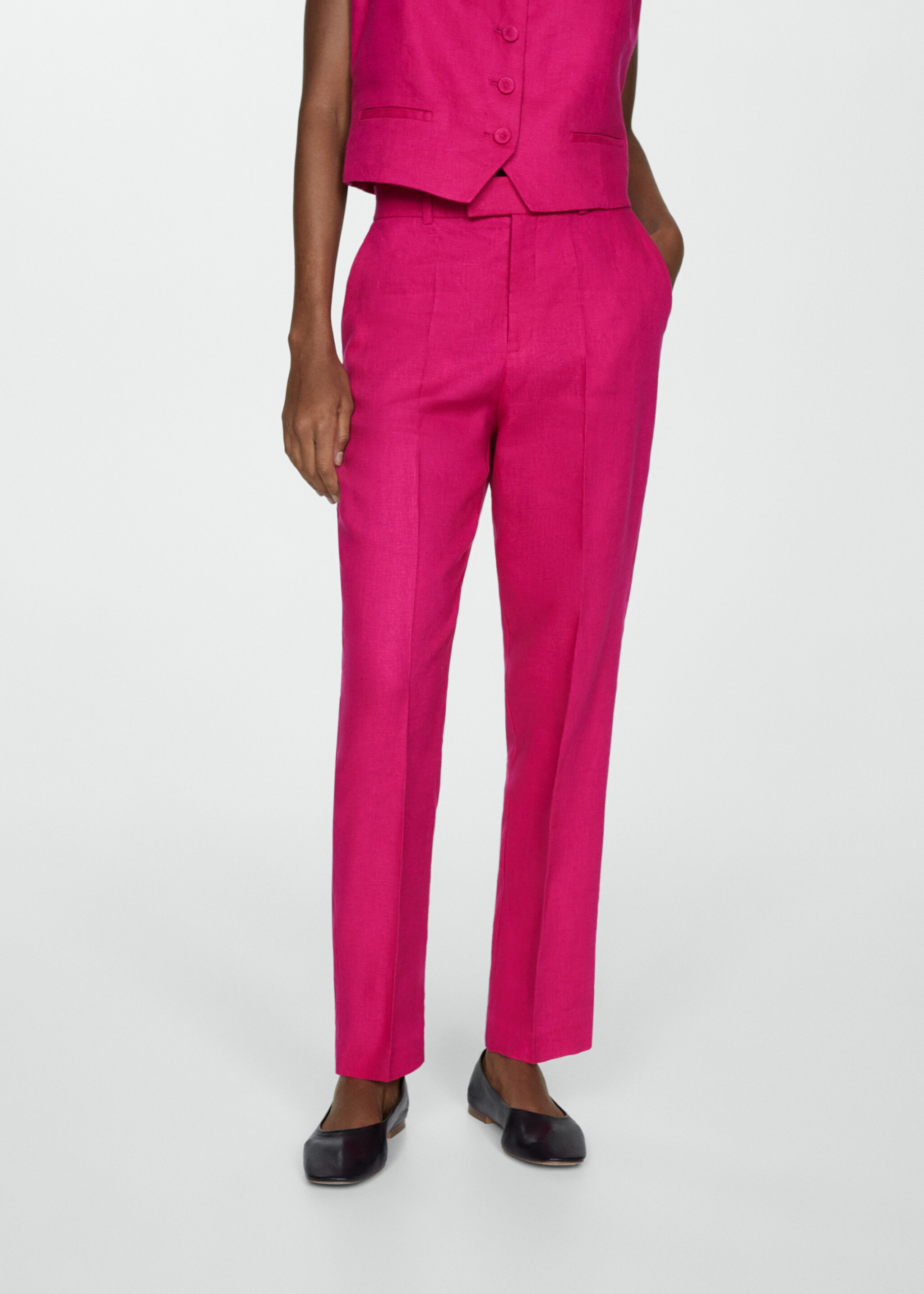 Linen suit trousers - Medium plane, Fuchsia. Ref: 67097111-00.