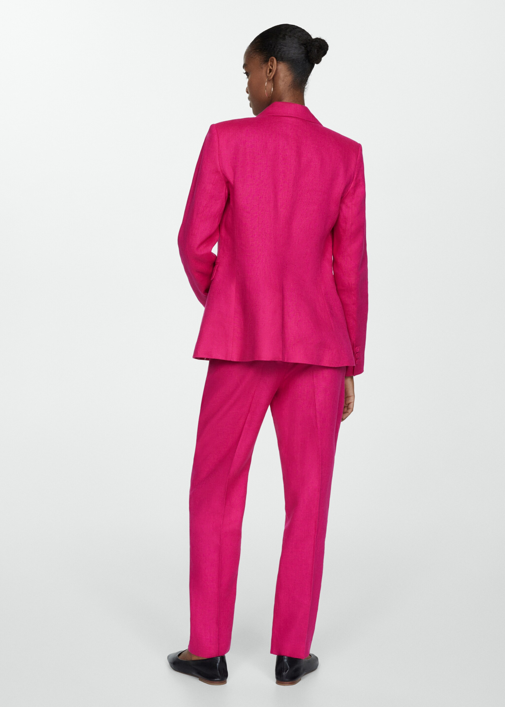 Linen suit trousers - Reverse of the article, Fuchsia. Ref: 67097111-00.
