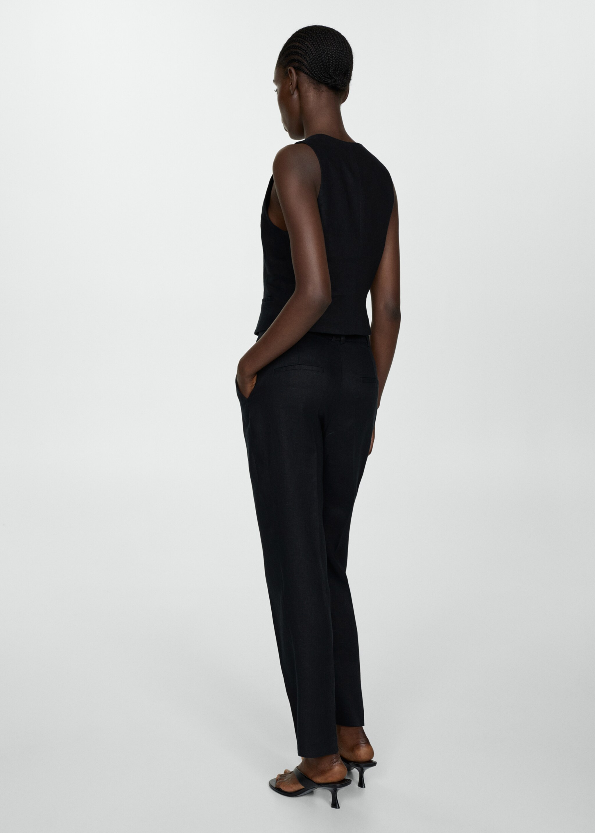 Linen suit trousers - Reverse of the article, Black. Ref: 67097111-00.