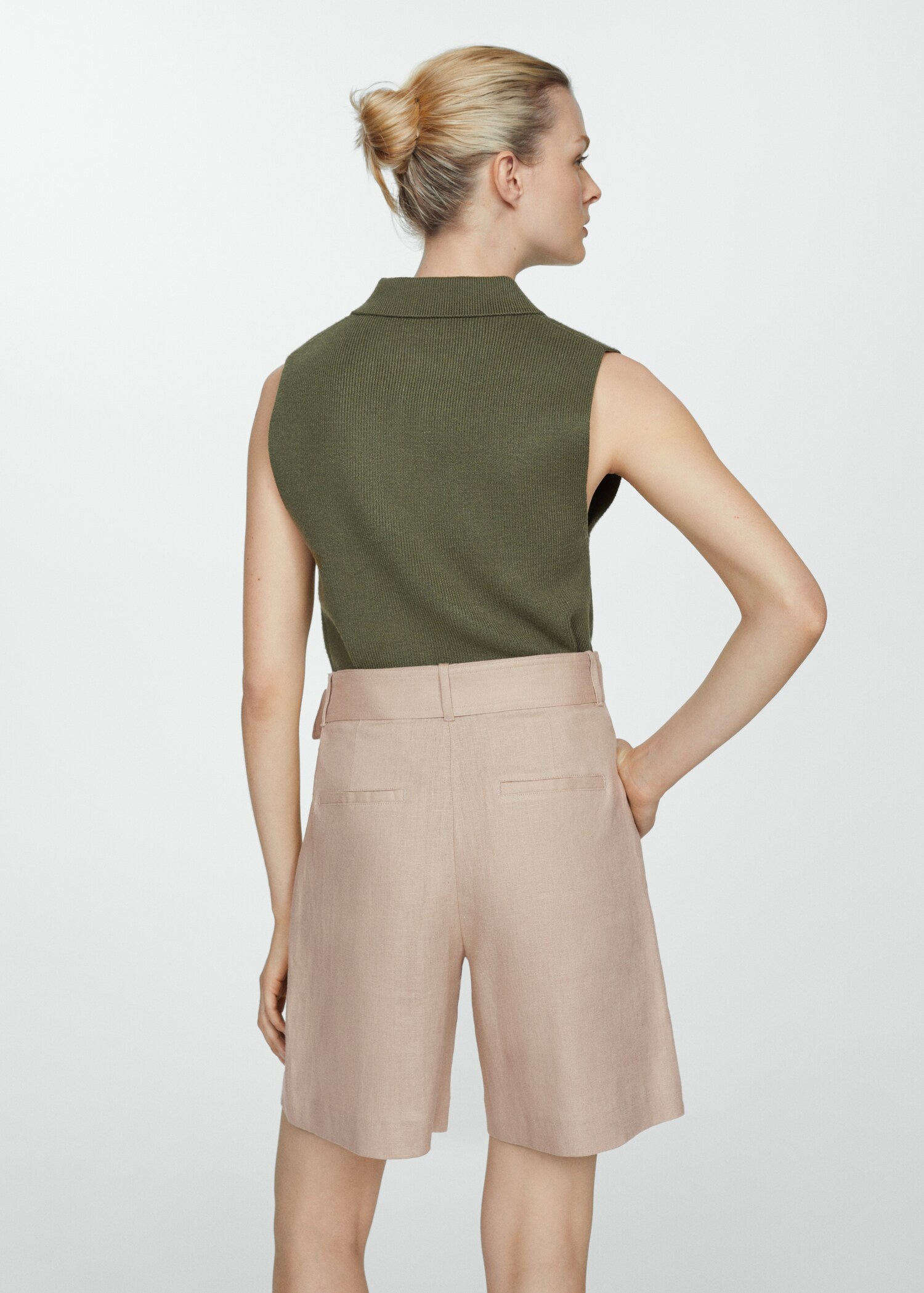 Belt linen-blend Bermuda shorts - Reverse of the article