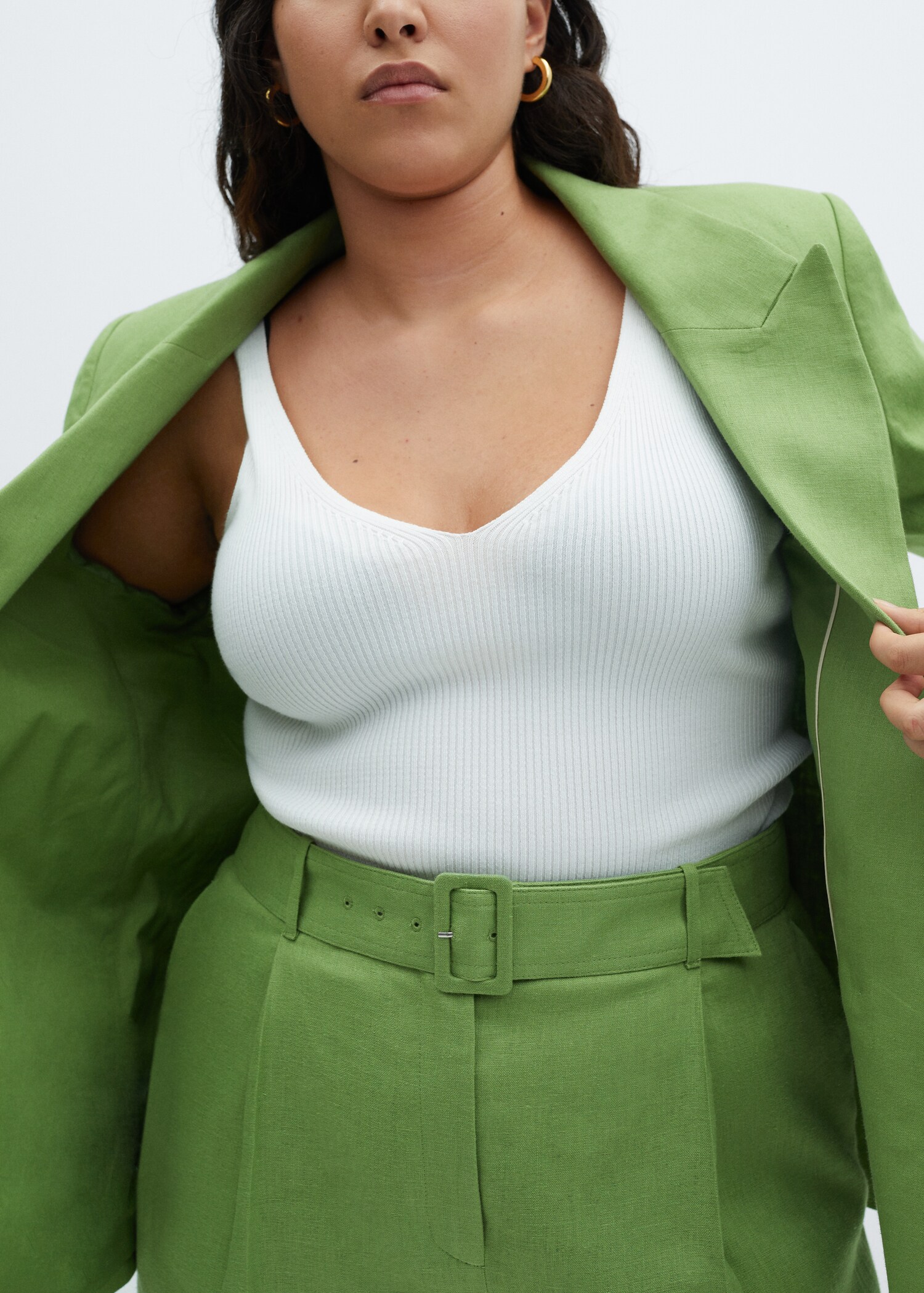 Belt linen-blend Bermuda shorts - Details of the article 4