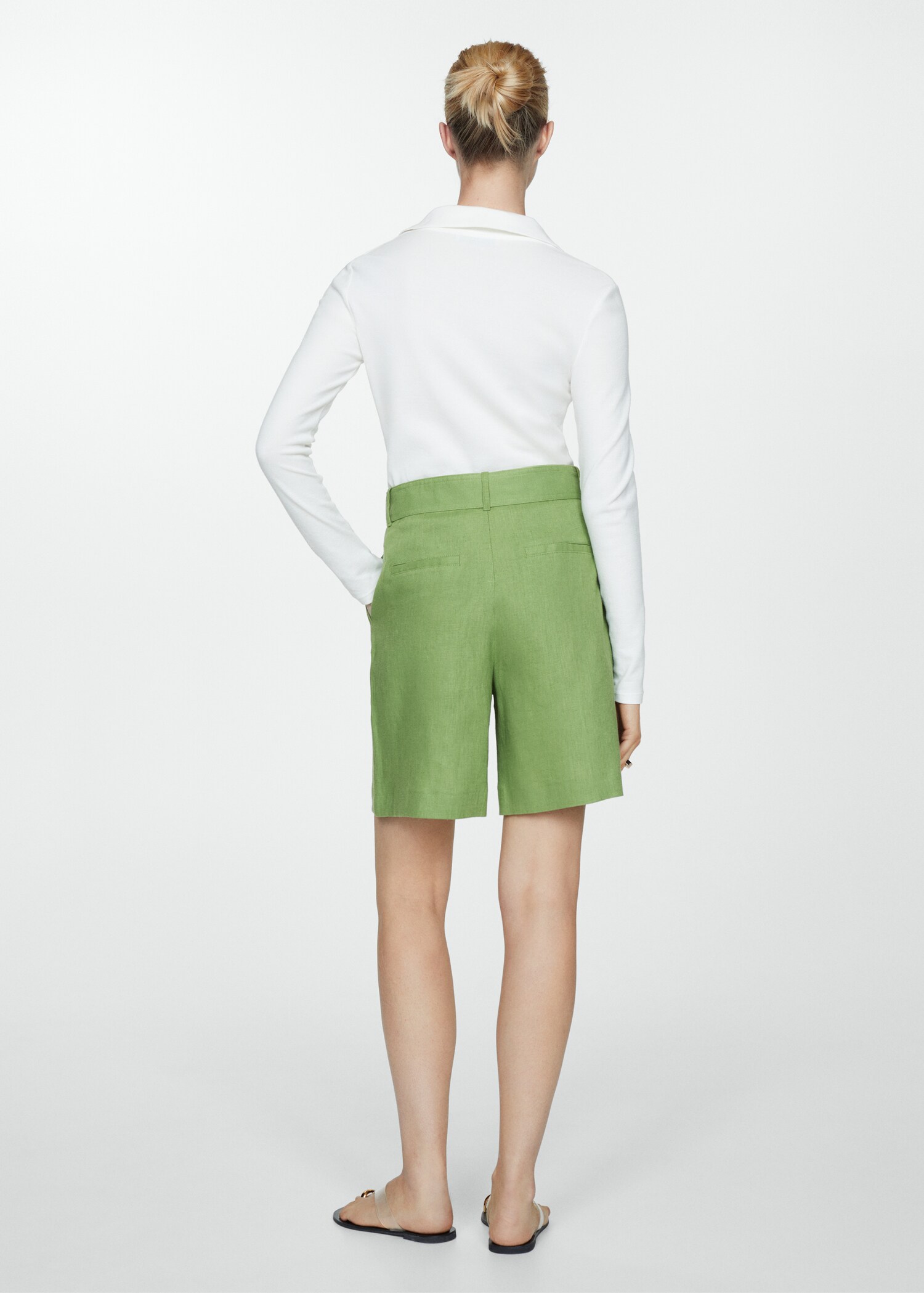 Belt linen-blend Bermuda shorts - Reverse of the article