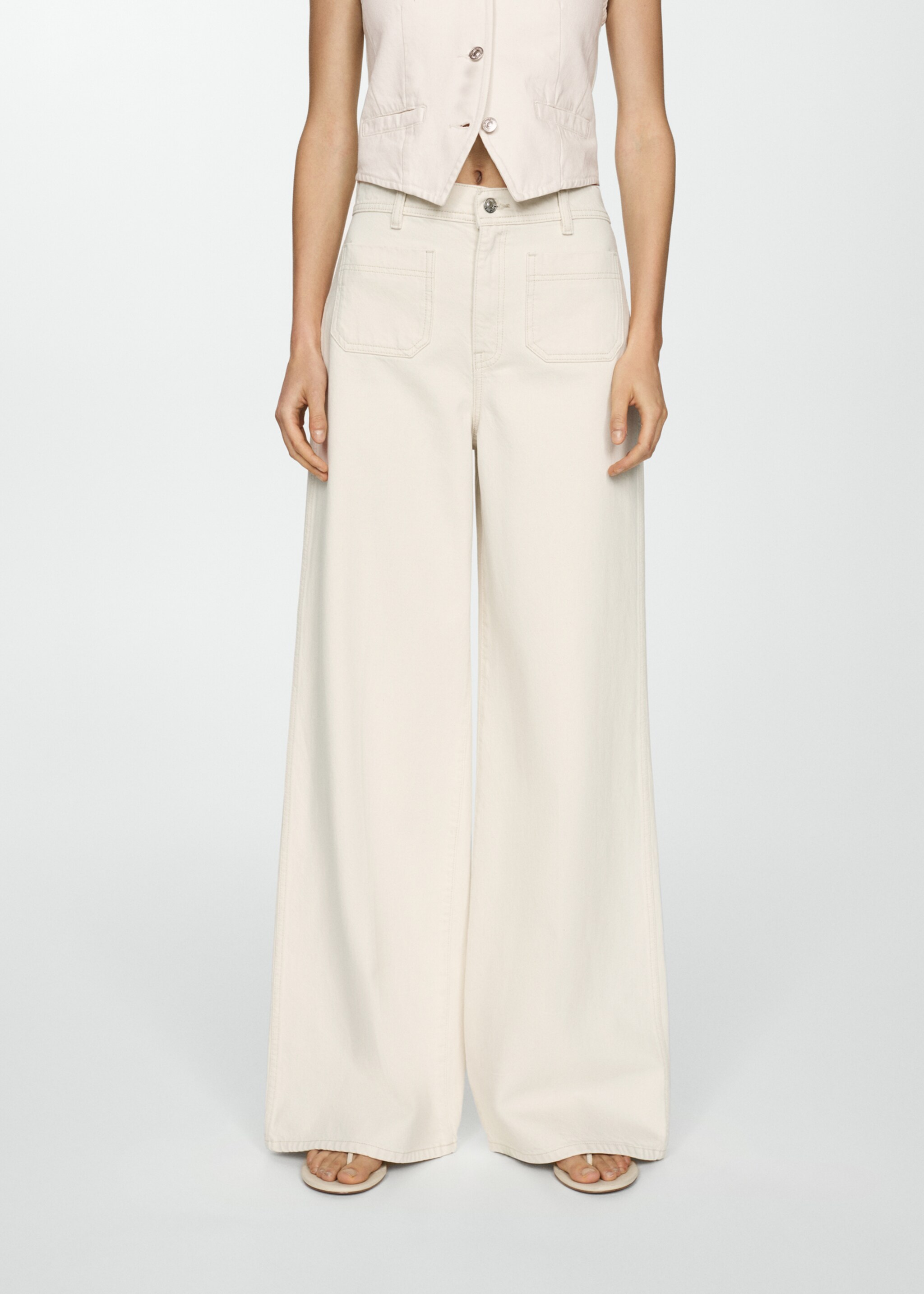 Wideleg-Jeans mit Taschen - Mittlere Ansicht