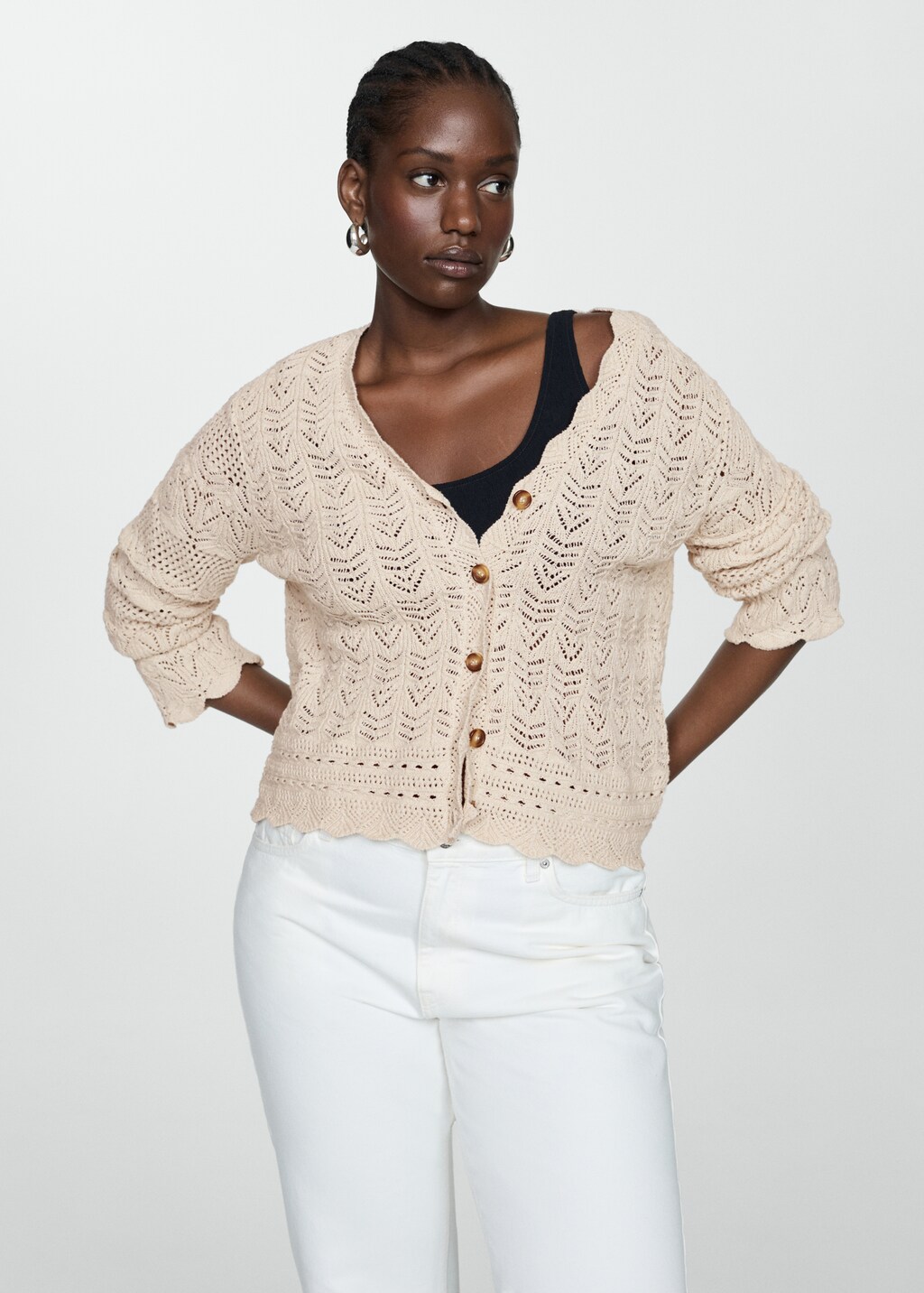 Openwork details cardigan - Women | MANGO OUTLET USA