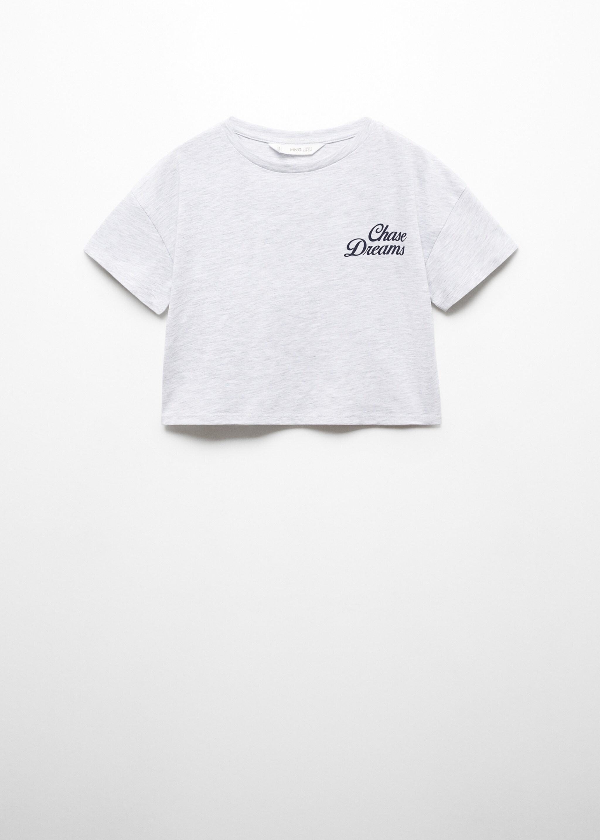 Message crop T-shirt - Article without model, Light Heather Grey. Ref: 67097147-00.