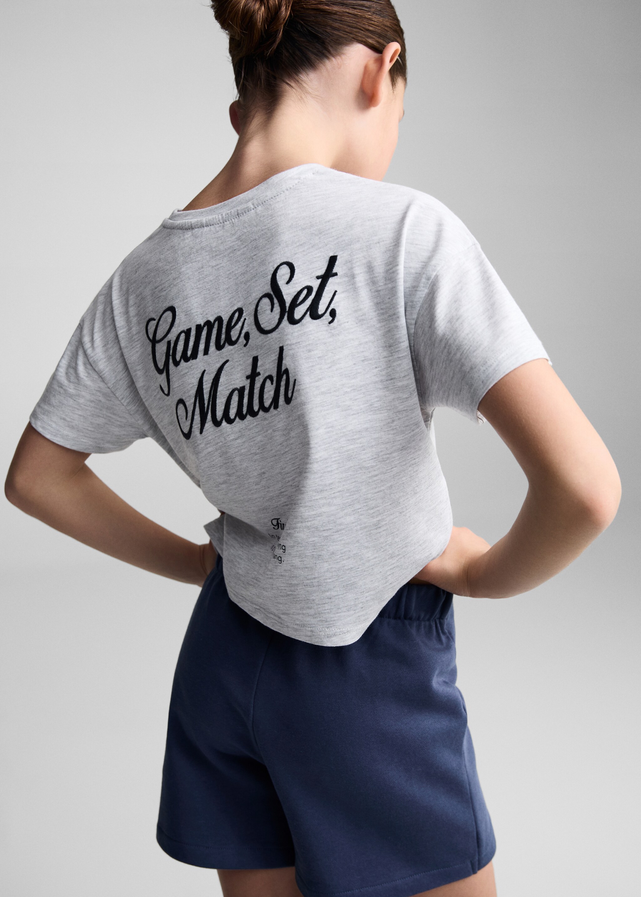 Message crop T-shirt - Reverse of the article, Light Heather Grey. Ref: 67097147-00.