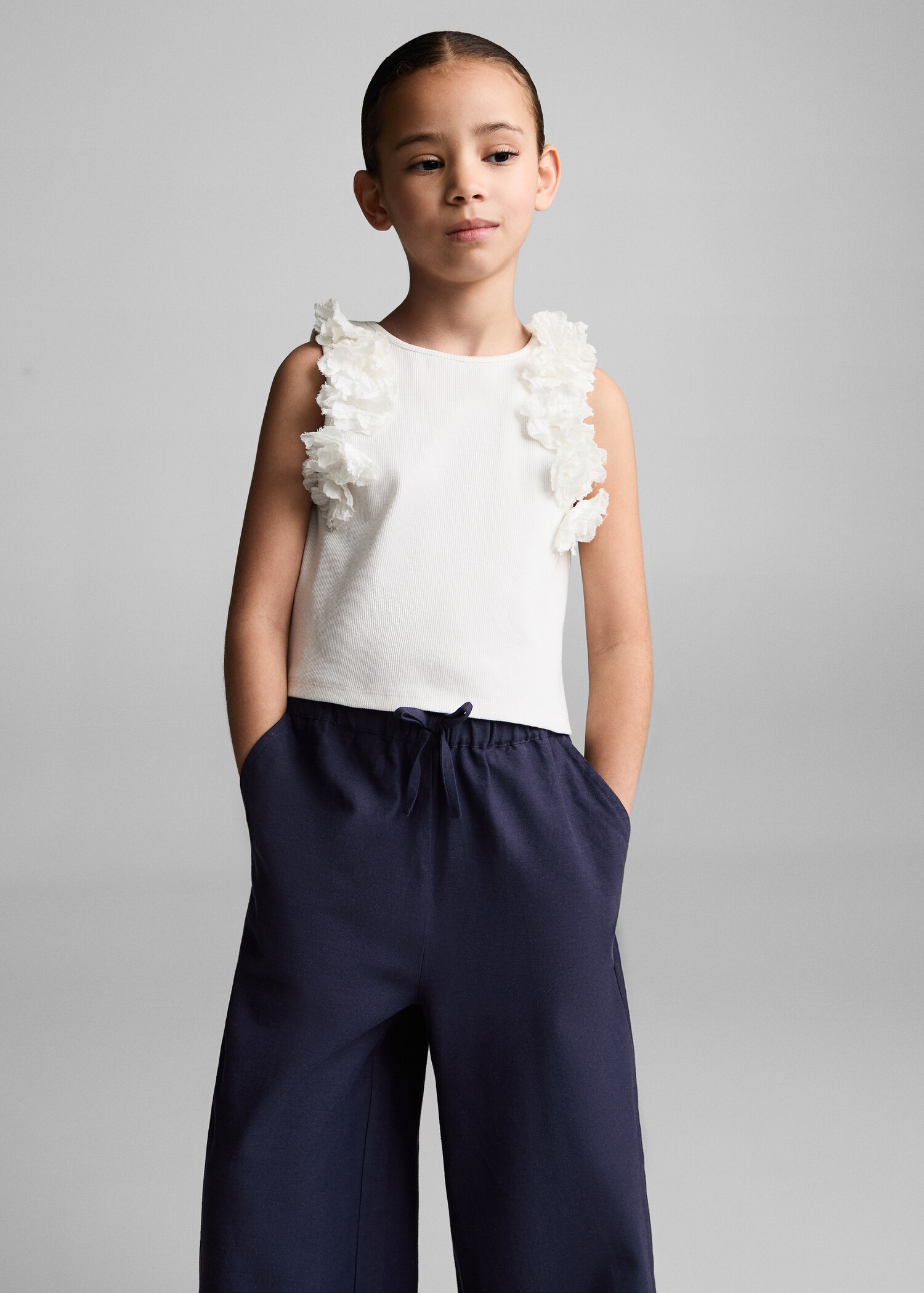Wideleg linen trousers - Medium plane