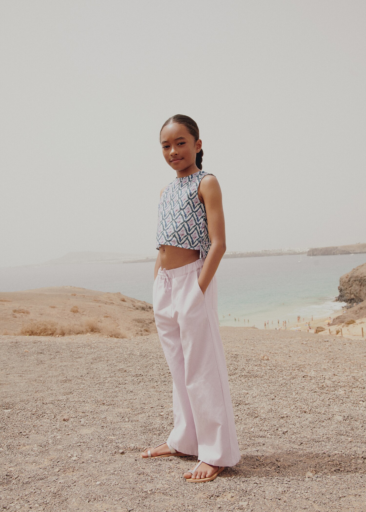 Wideleg linen trousers - Details of the article 5