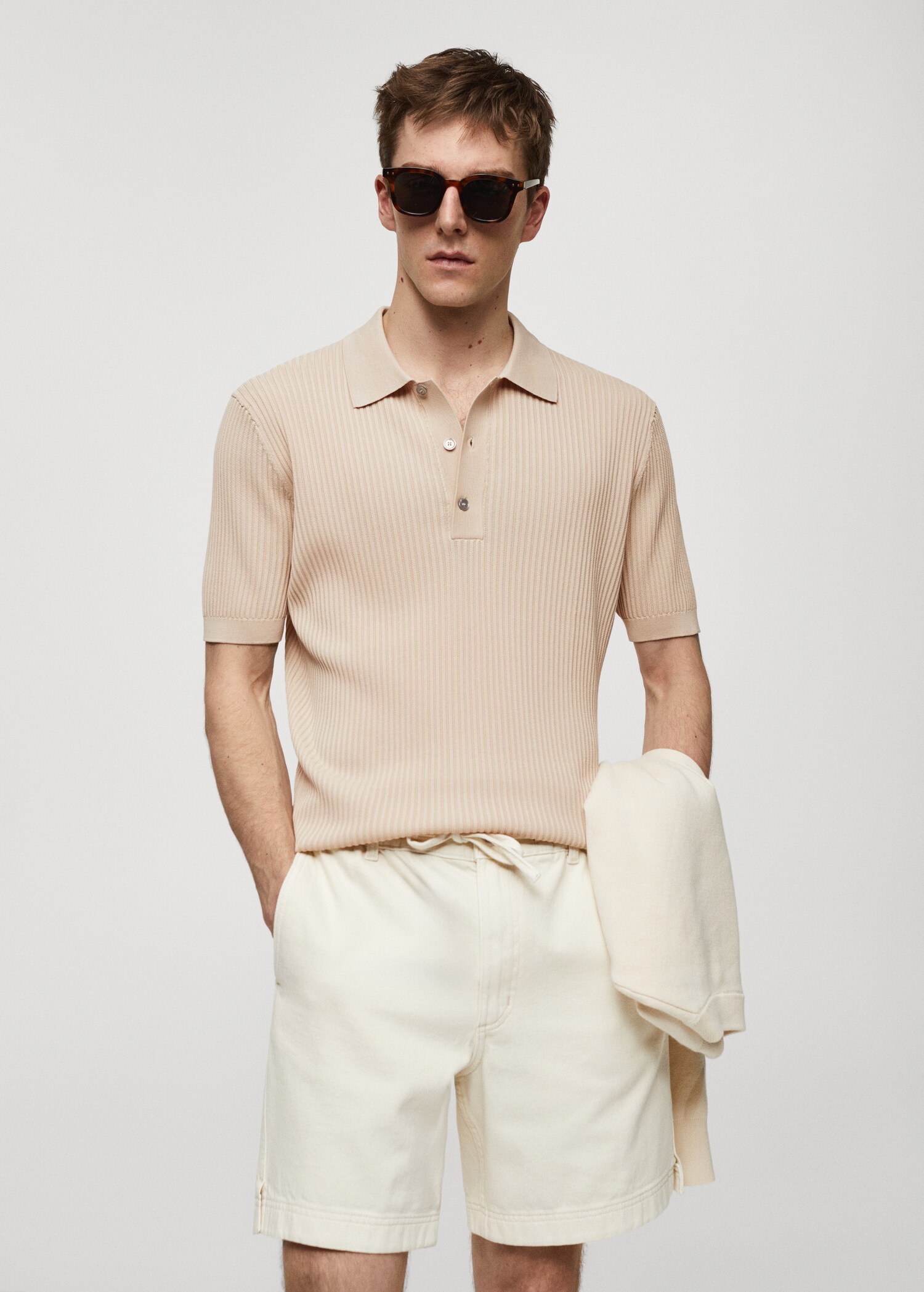 Knit cotton polo shirt - Medium plane