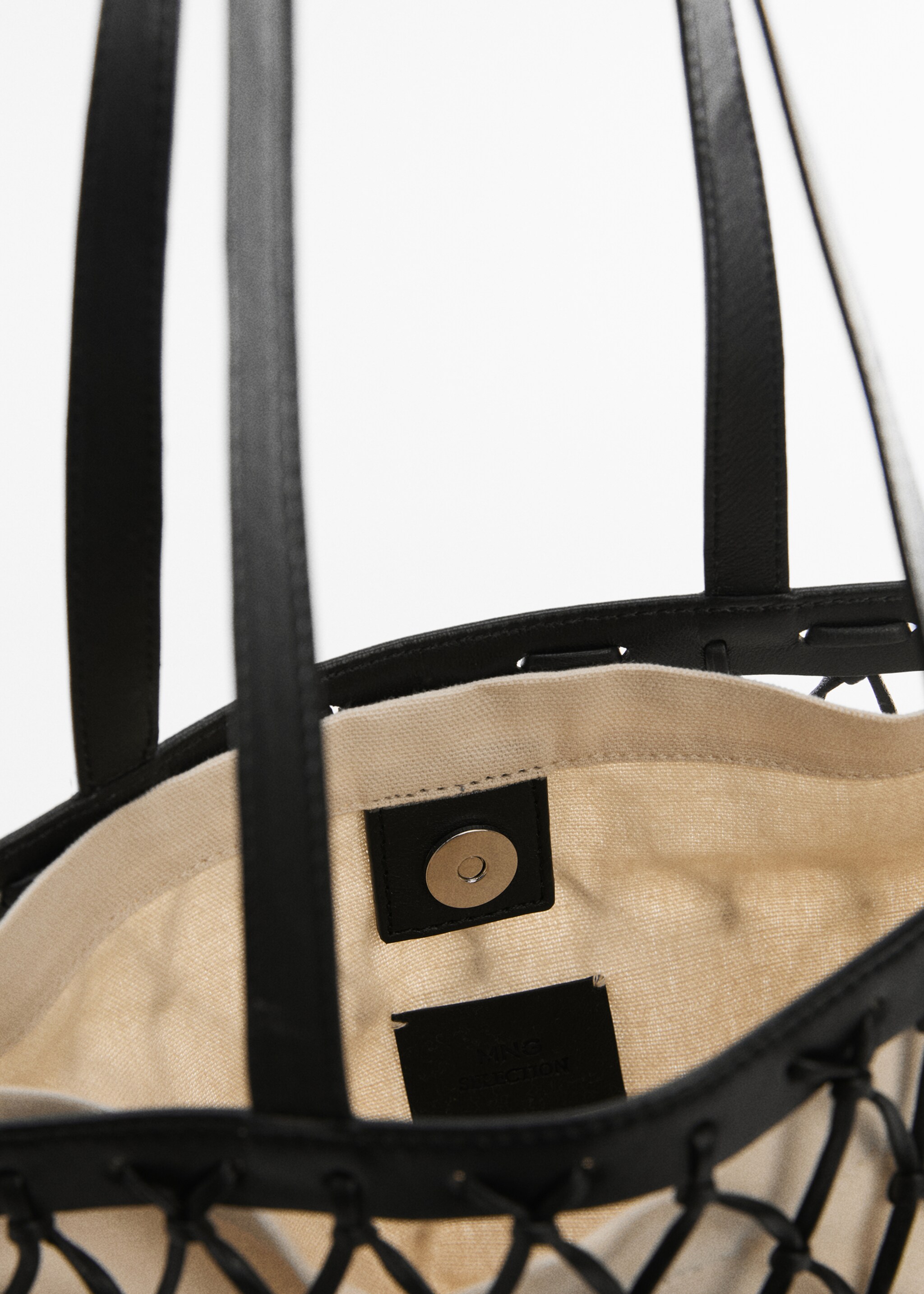 Leather shopper bag - Details of the article 1, Black. Ref: 67097719-00.