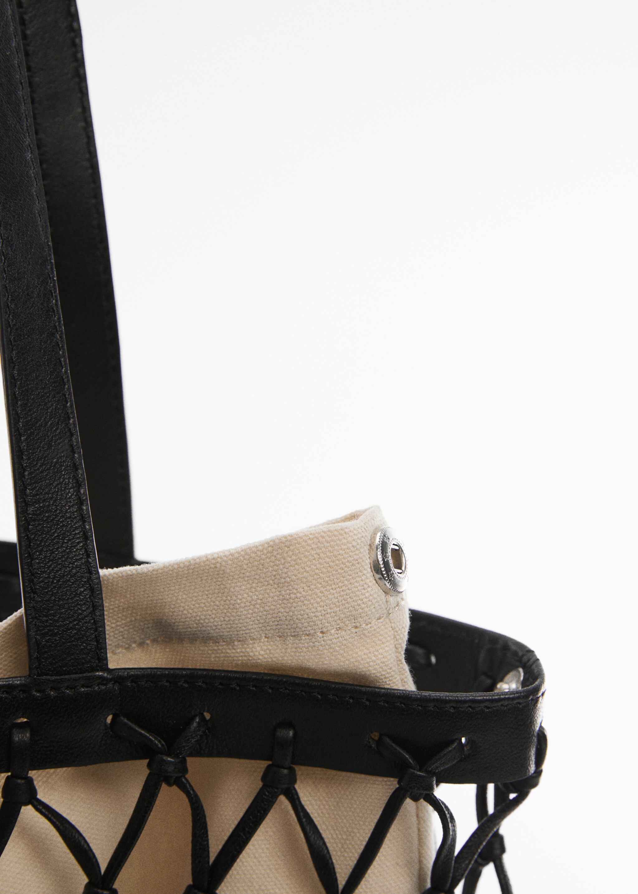 Leather shopper bag - Details of the article 3, Black. Ref: 67097719-00.