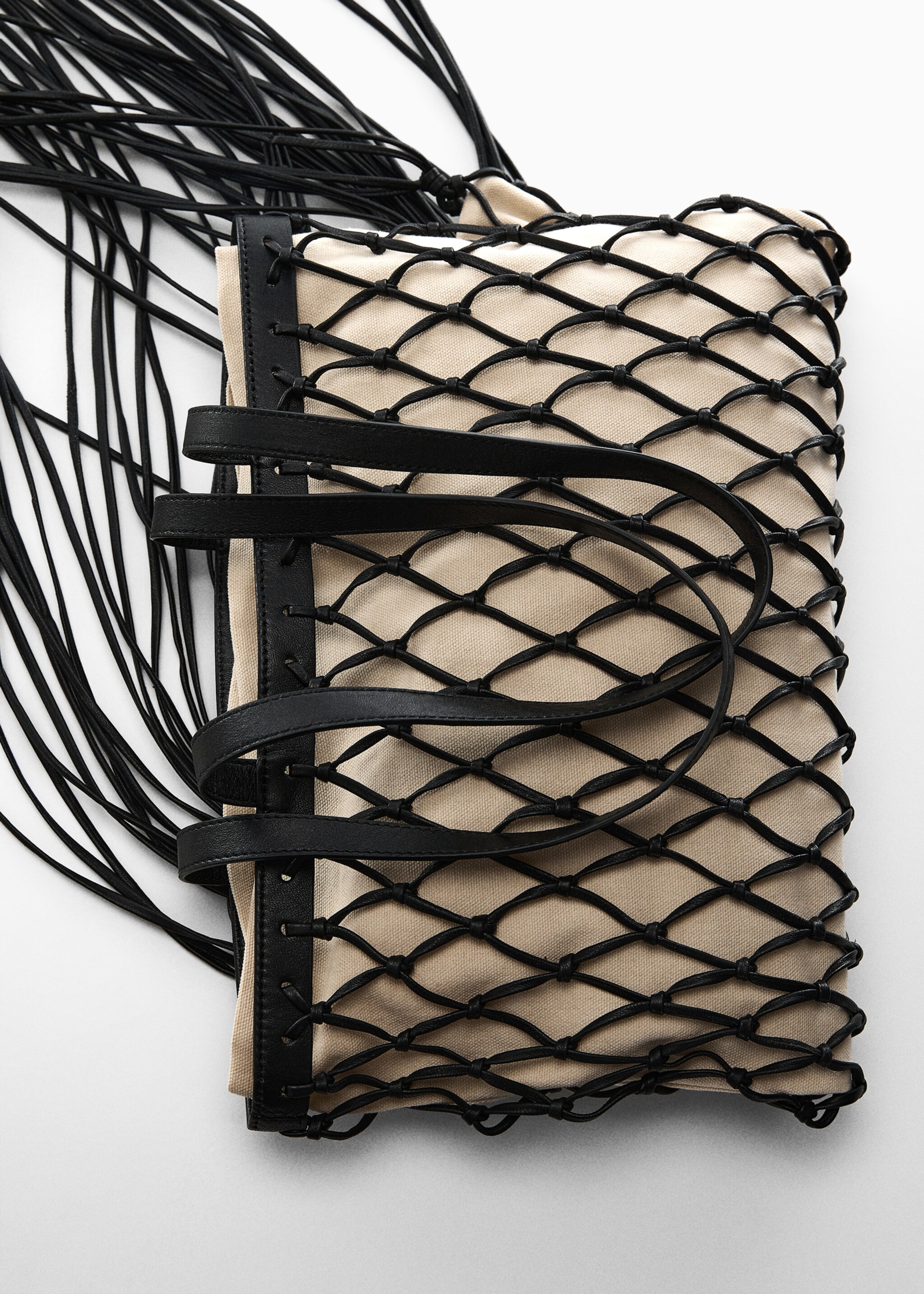 Leather shopper bag - Details of the article 5, Black. Ref: 67097719-00.