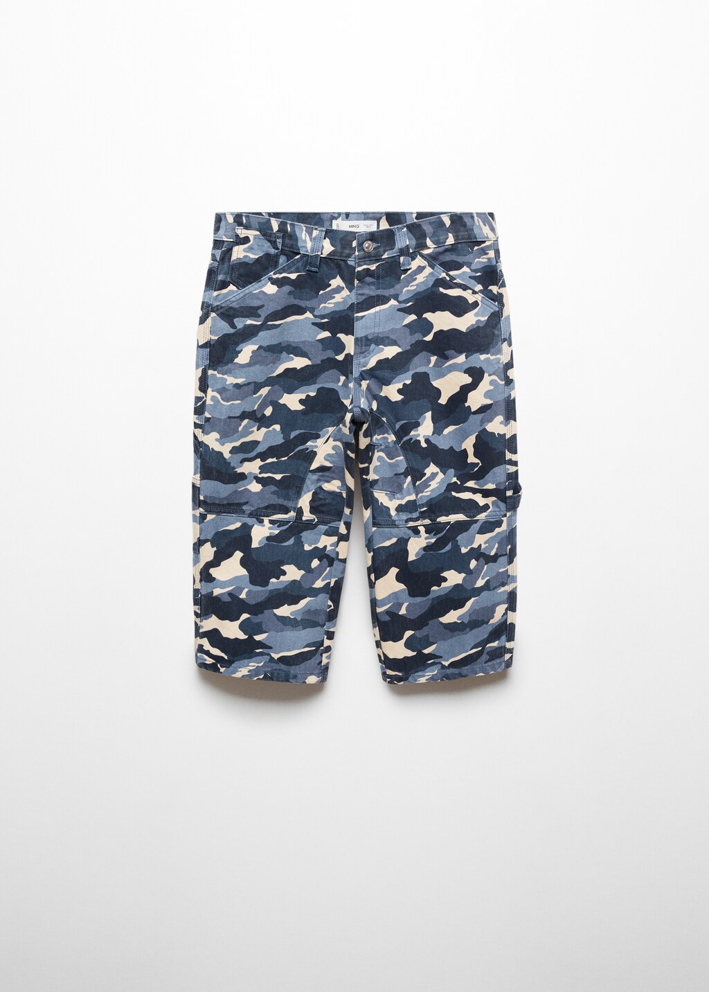 【mnem】Smog Camo Denim Shorts background-