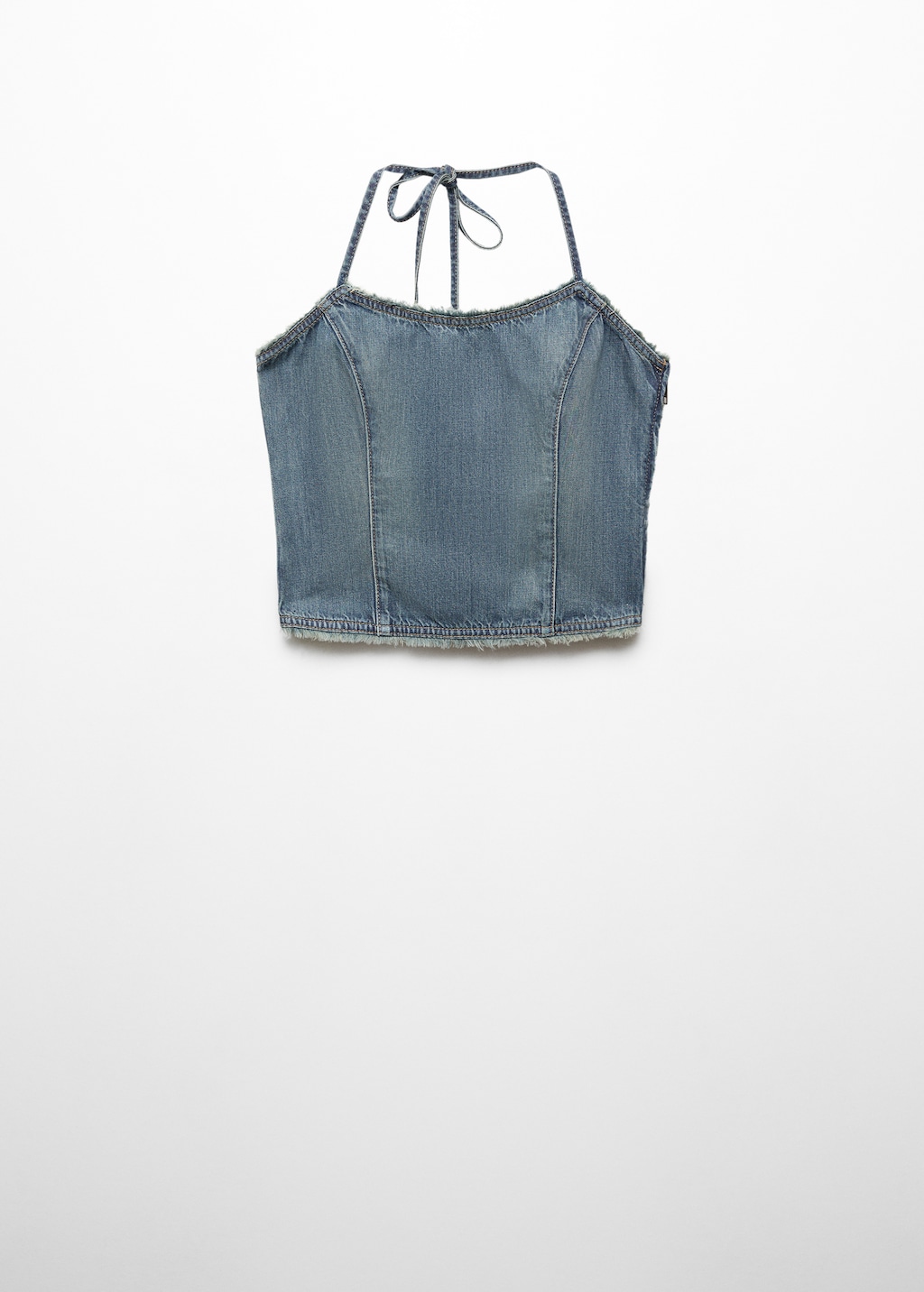 Denim top with frayed ends - Women | MANGO OUTLET USA