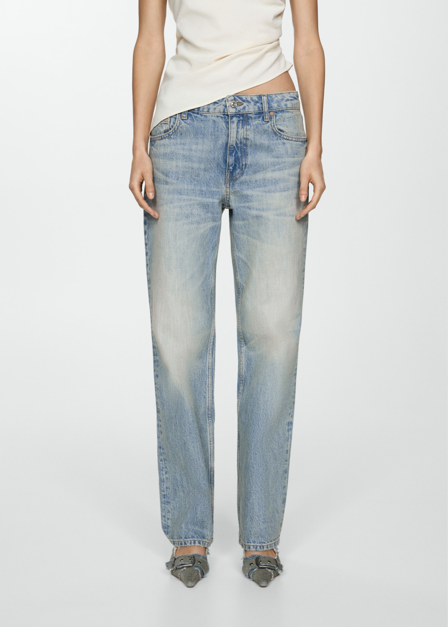 Jeans rectos tiro bajo - Plano medio