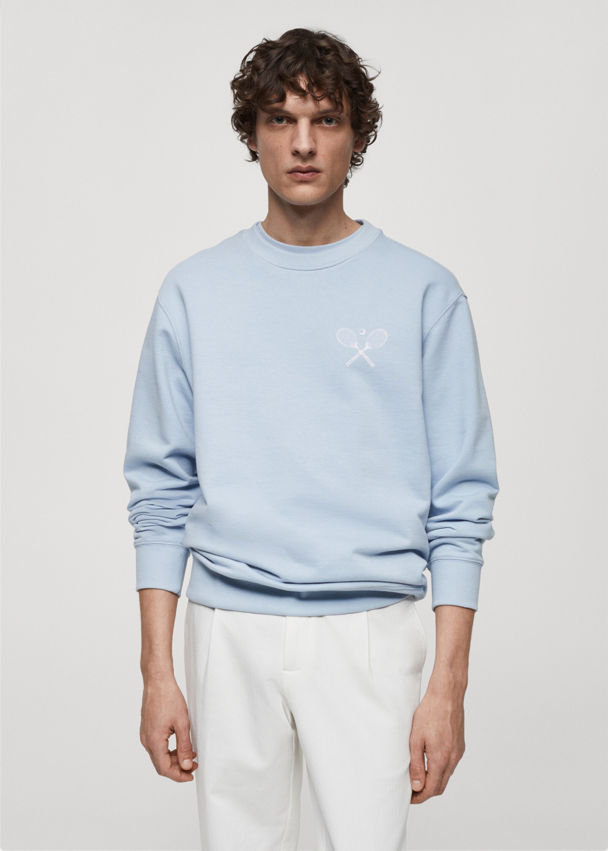 Gemustertes Baumwoll-Sweatshirt - Mittlere Ansicht