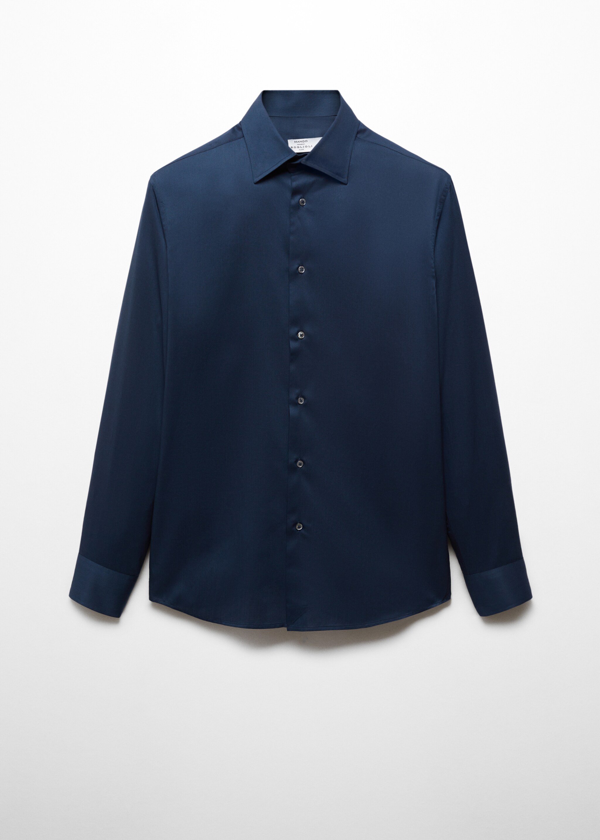 Slim-fit Tencel cotton shirt - Article without model, Dark Navy. Ref: 67098266-00.