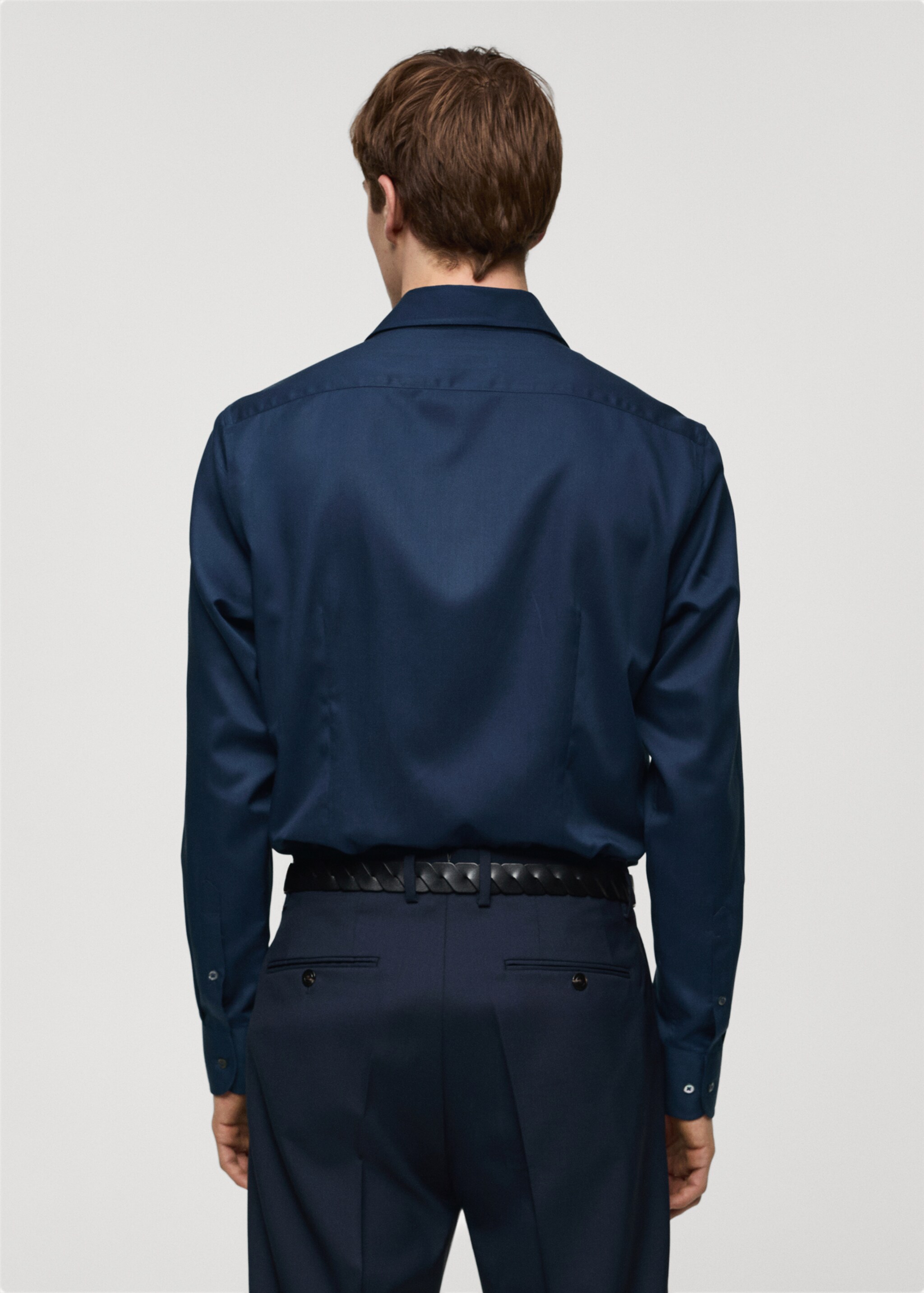 Slim-fit Tencel cotton shirt - Reverse of the article, Dark Navy. Ref: 67098266-00.