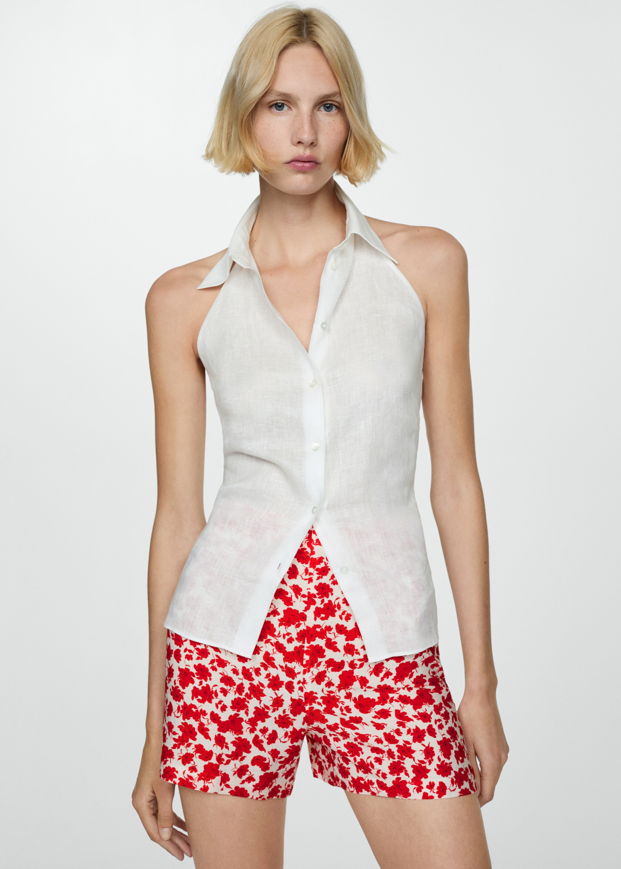 Floral-print straight-fit shorts - Medium plane