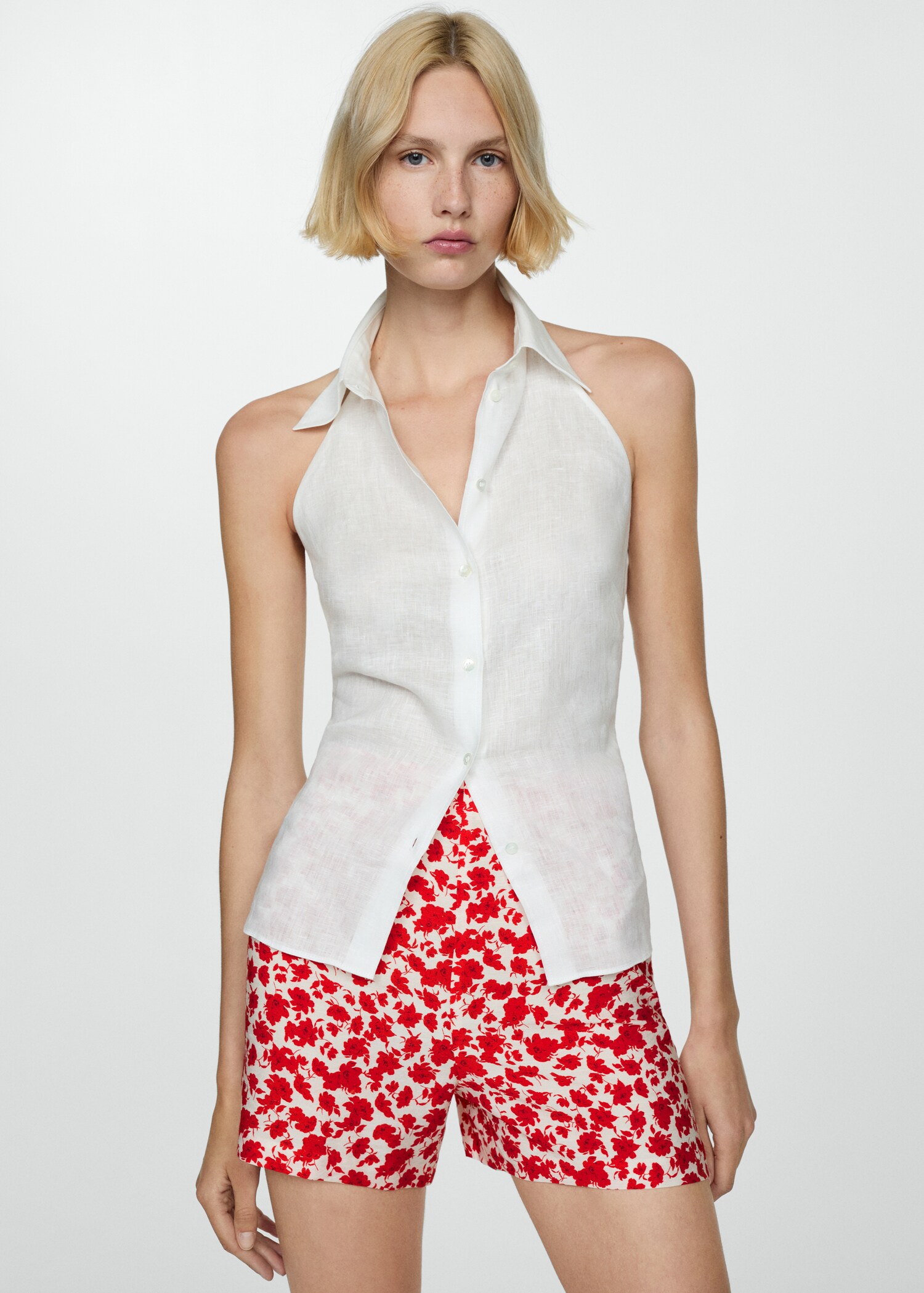 Floral-print straight-fit shorts - Medium plane