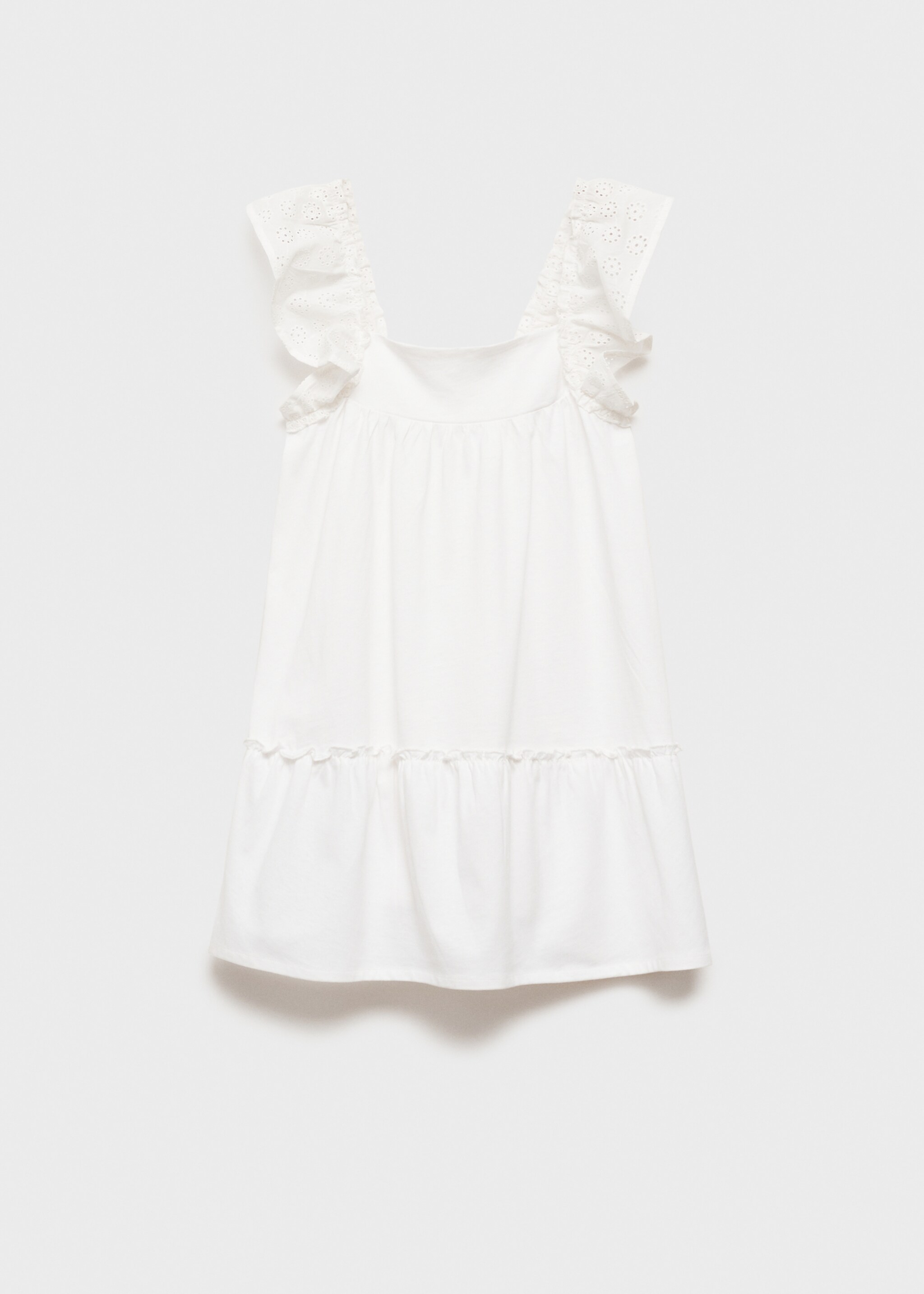 Vestido com folhos e bordado suíço - Artigo sem modelo