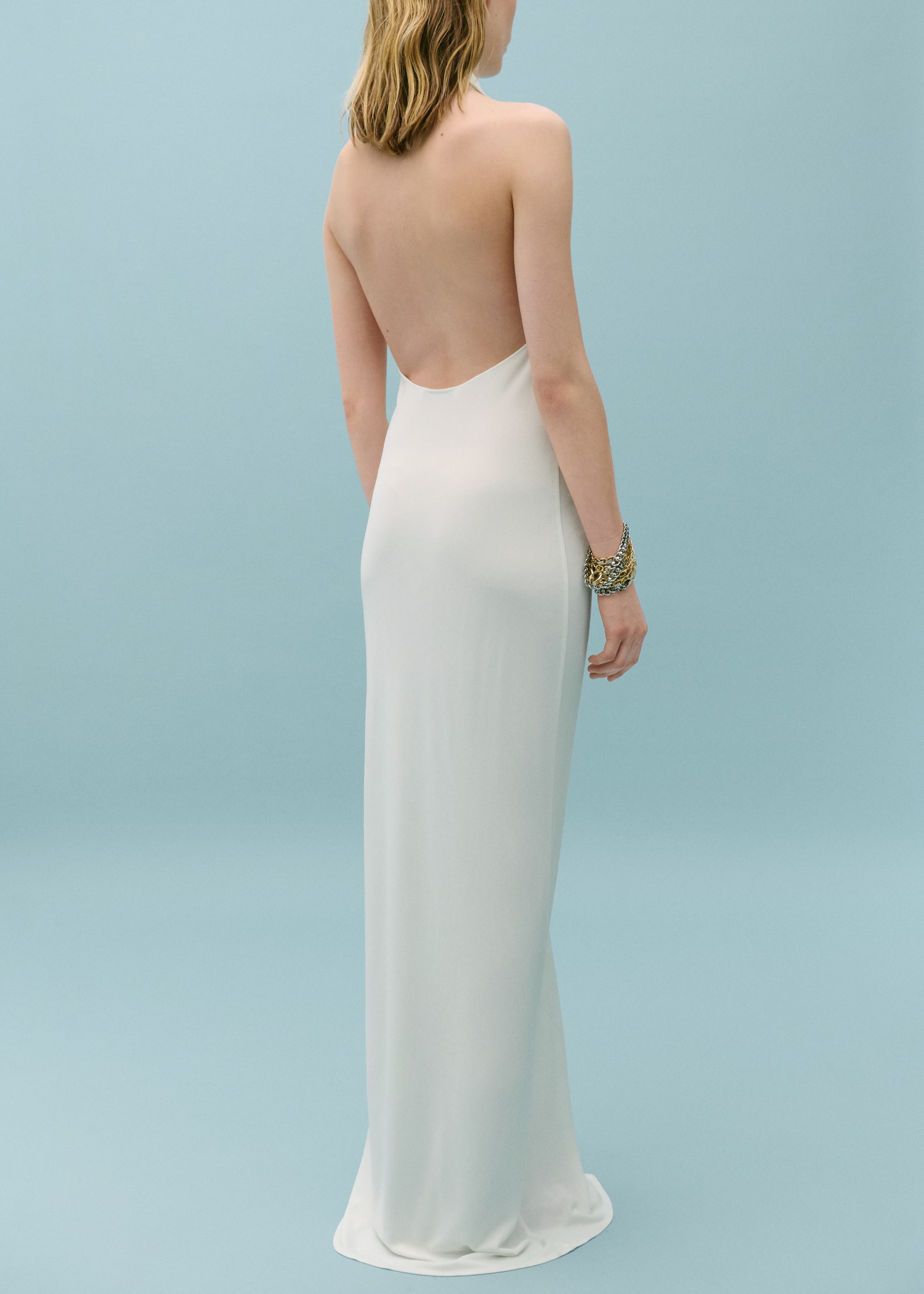 Draped halter dress with opening - Women | MANGO OUTLET Netherlands Draped halter dress with opening - Women | MANGO OUTLET Netherlands