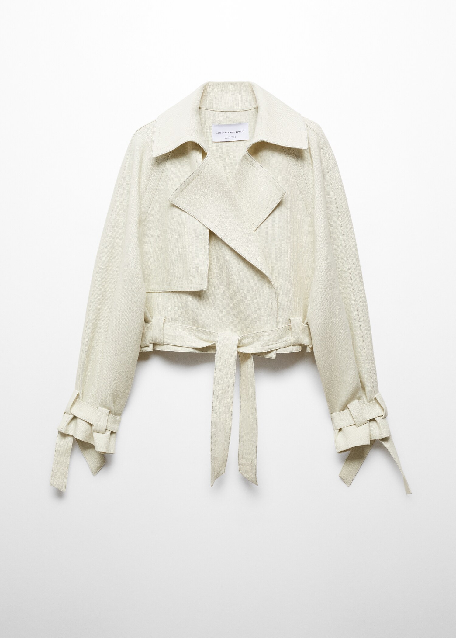 100% linen cropped trench coat - Article without model