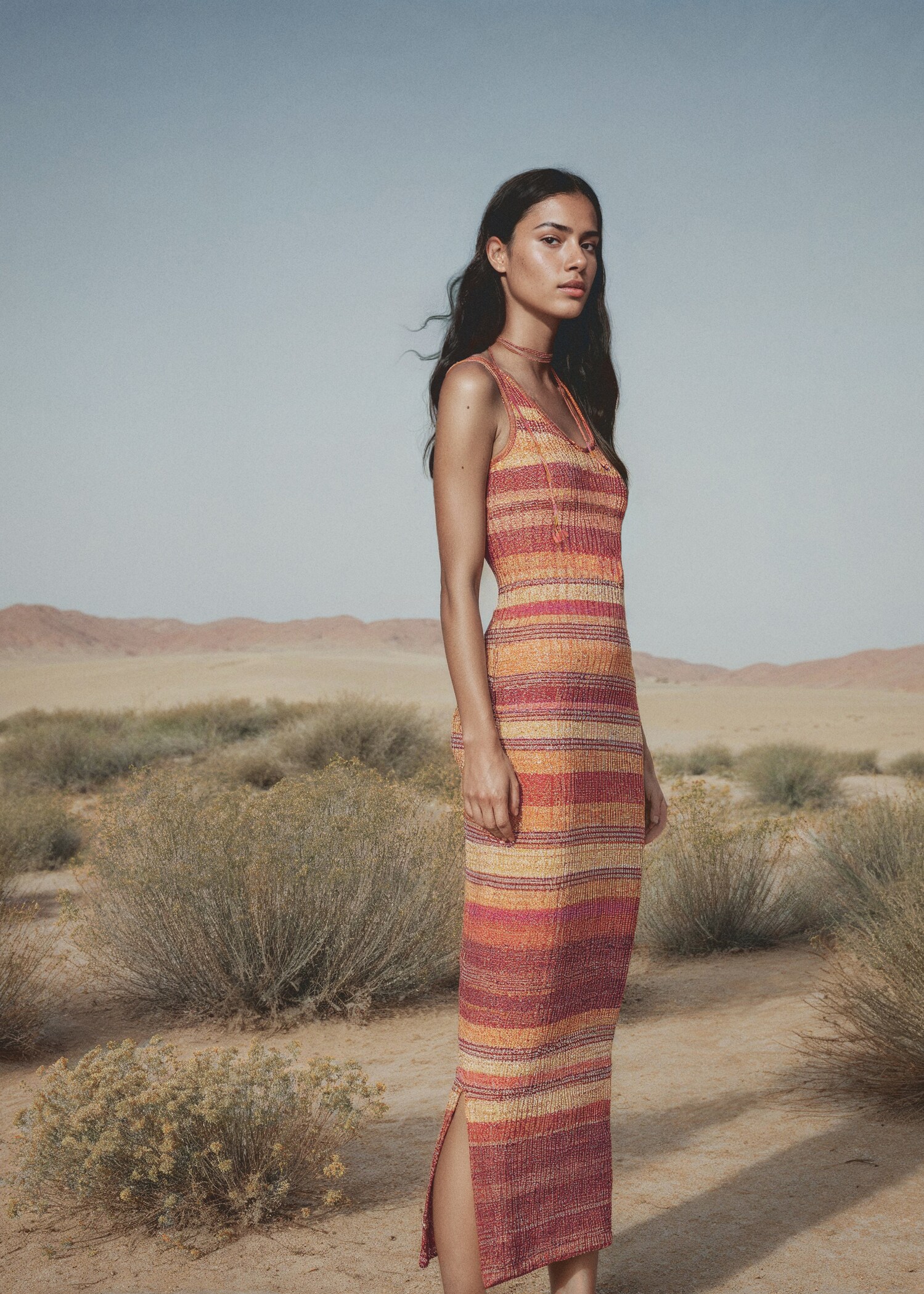 Multi-coloured midi knitted dress - Details of the article 5