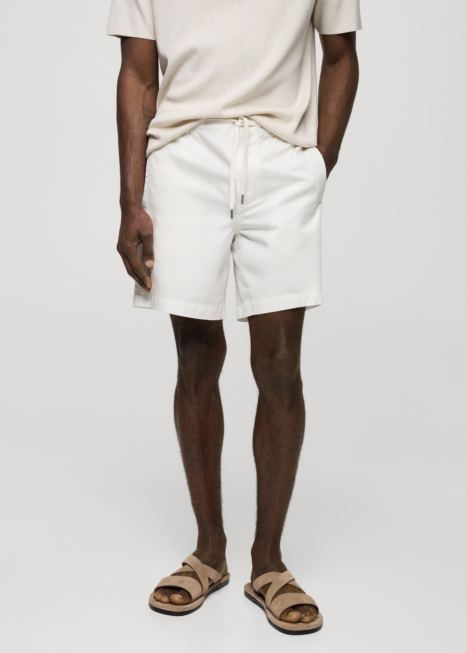100% cotton bermuda shorts with drawstring - Medium plane