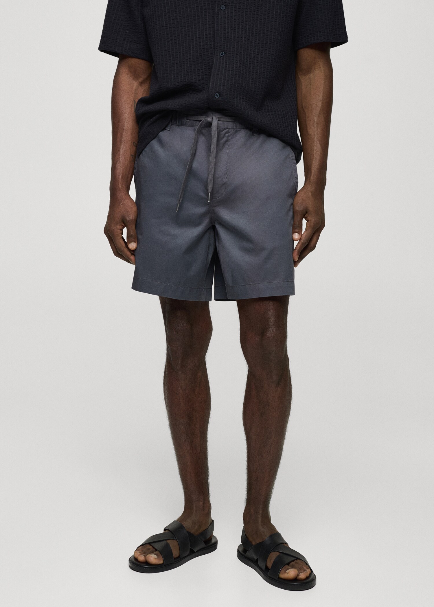 100% cotton bermuda shorts with drawstring - Medium plane