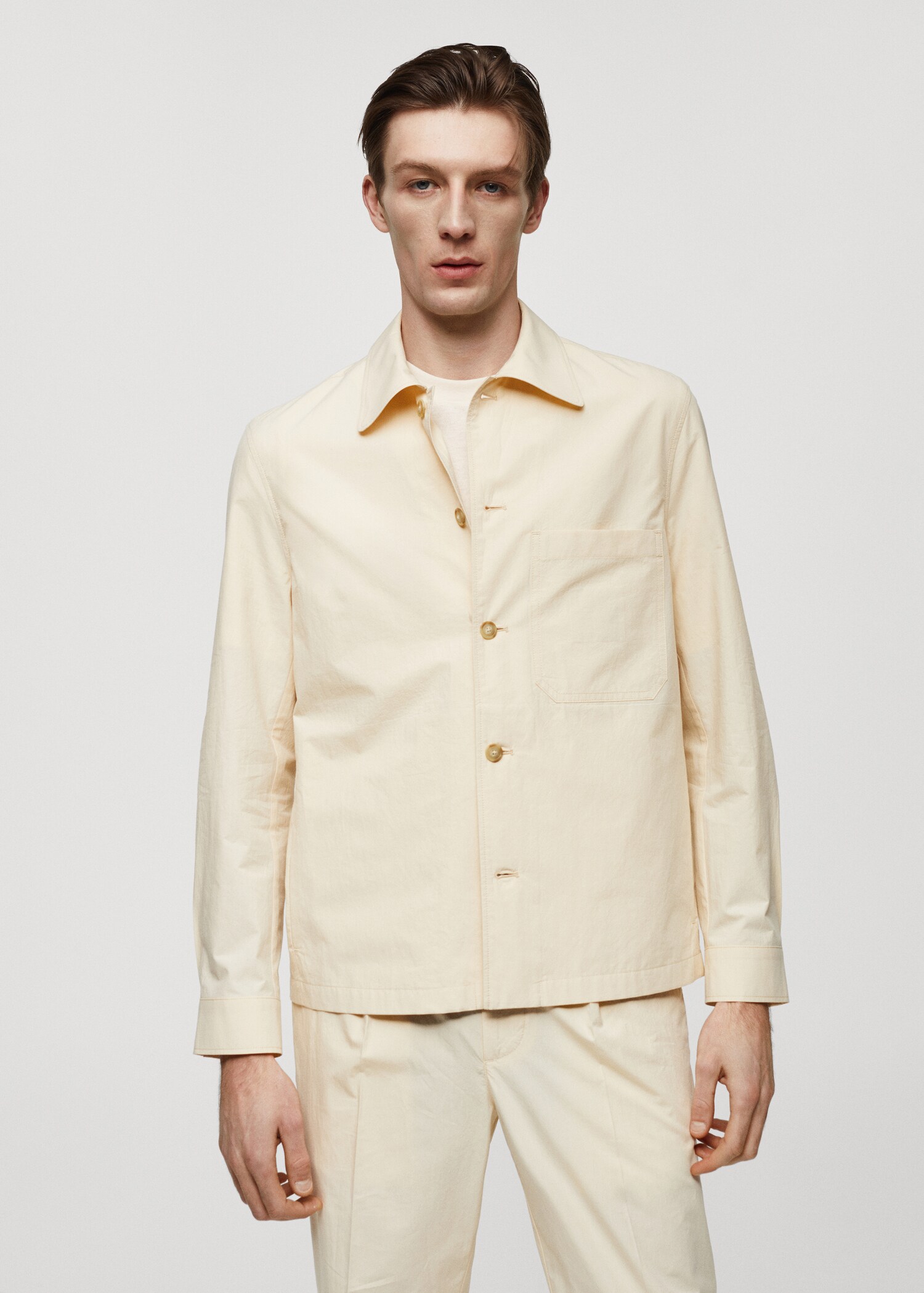 100% cotton overshirt with pocket - Medium plane