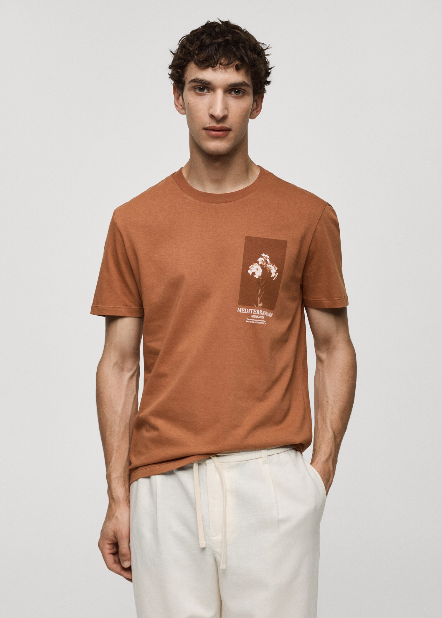 Slim-fit 100% printed cotton t-shirt - Medium plane