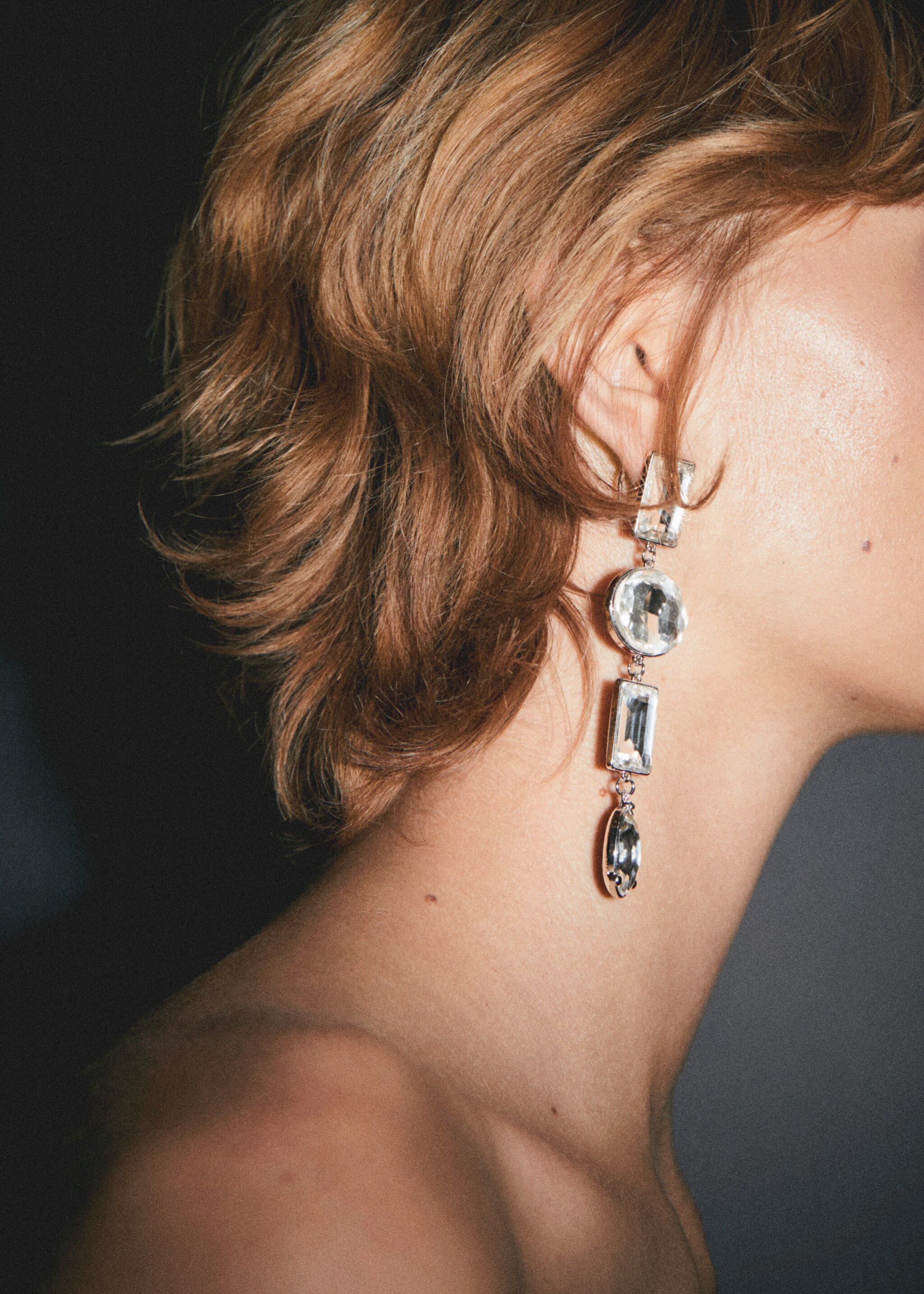 Pendant crystals earrings - General plane, Silver. Ref: 67000356-00.