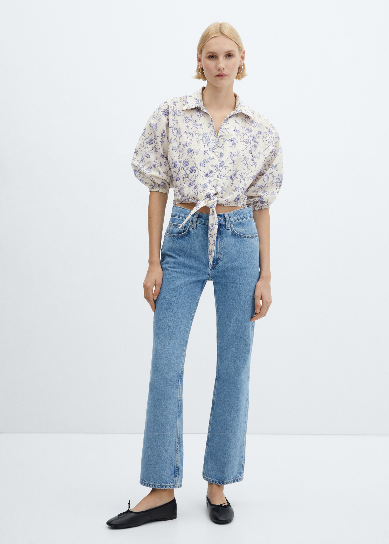 Cropped shirt with knot - General plane