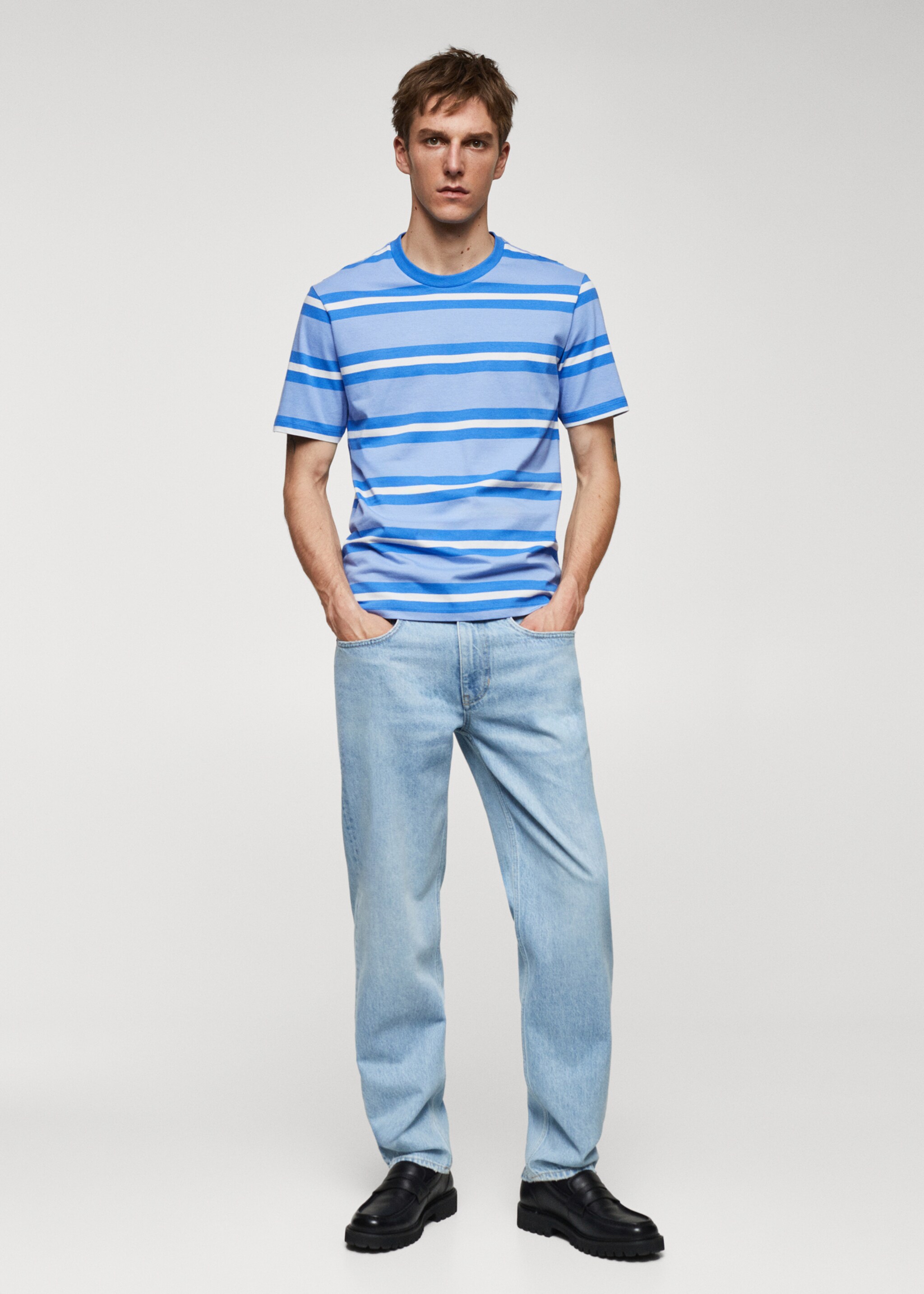 Striped 100% cotton t-shirt - General plane