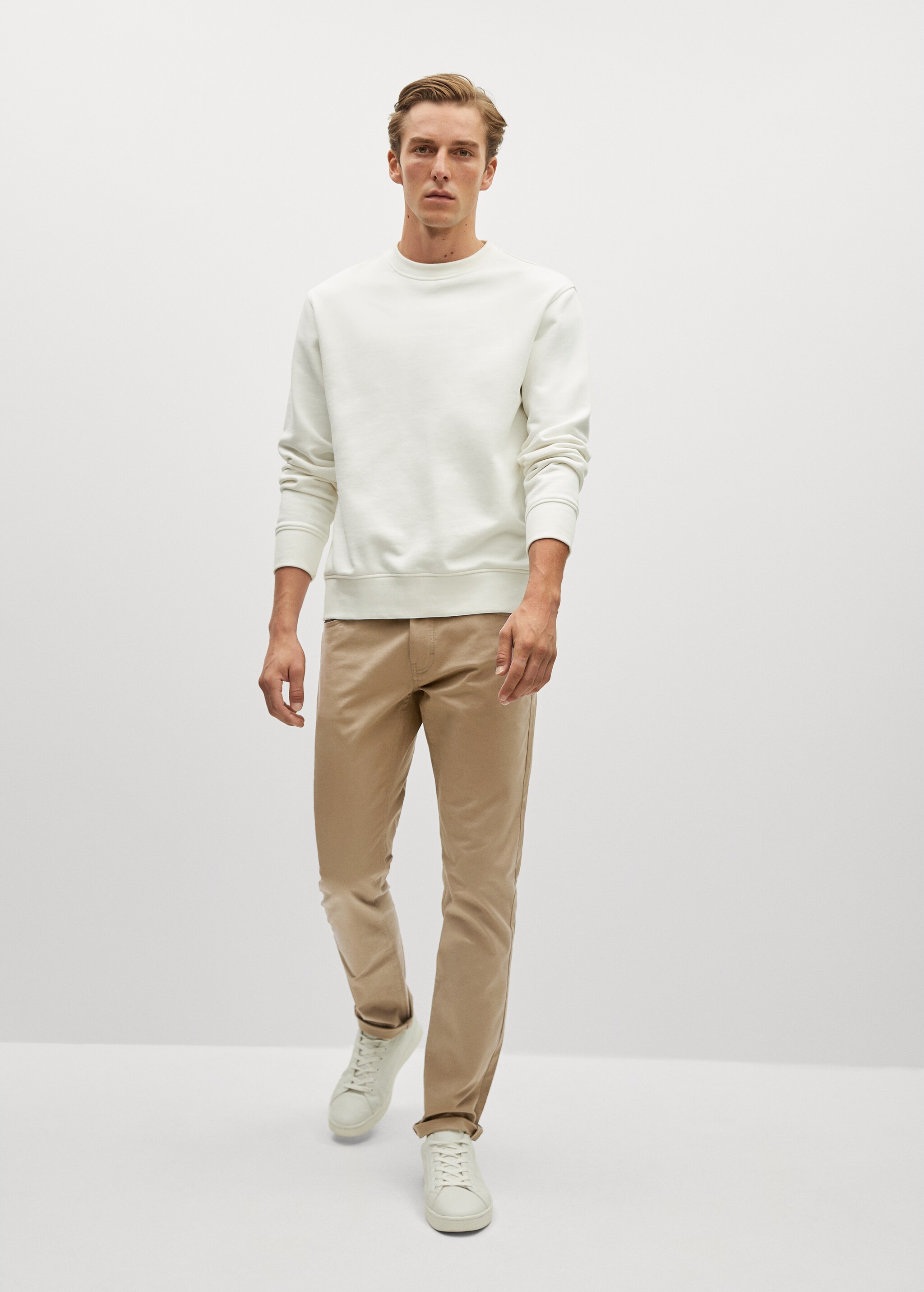 Slim fit denim-effect serge trousers - General plane