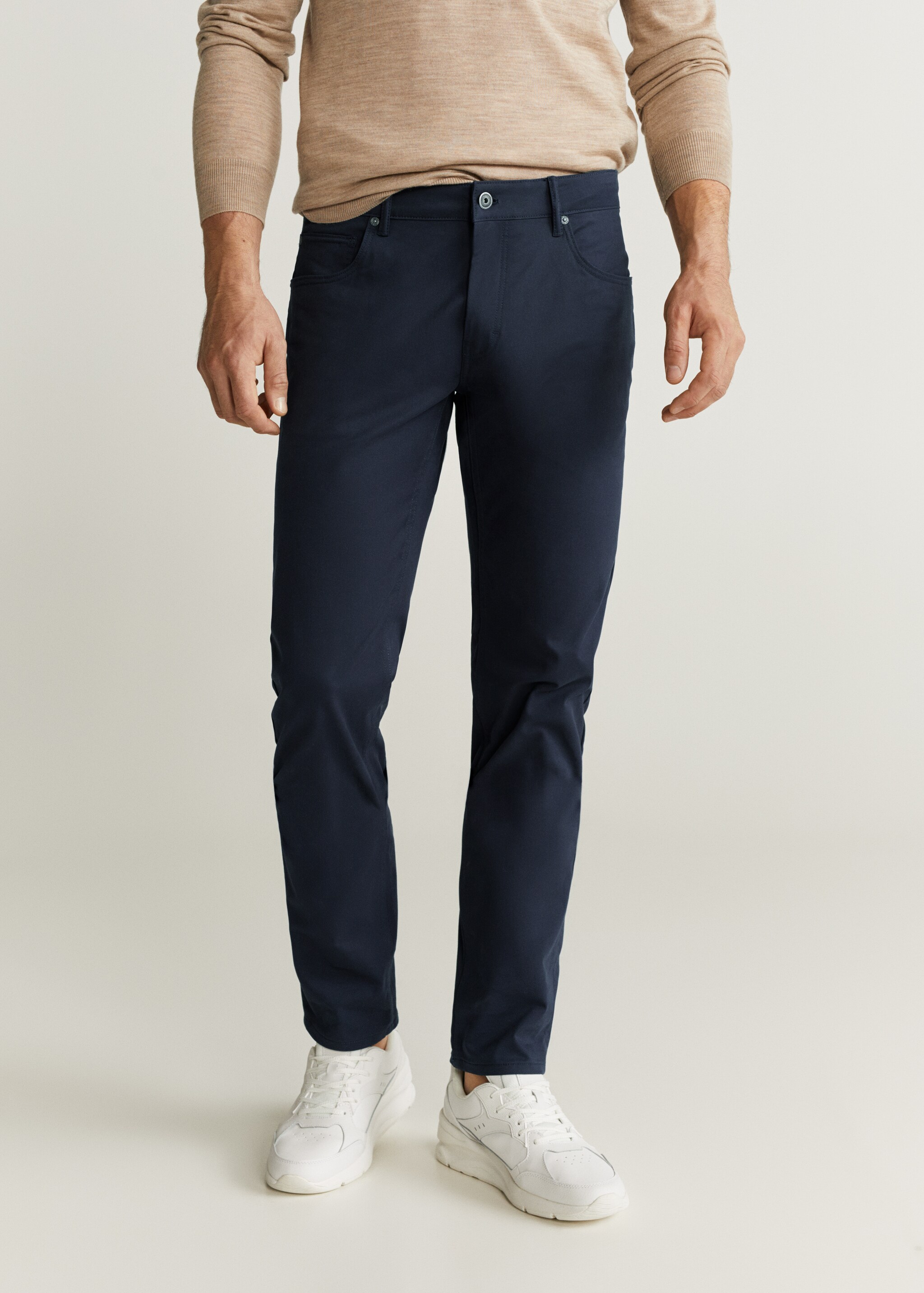 Slim fit denim-effect serge trousers - General plane