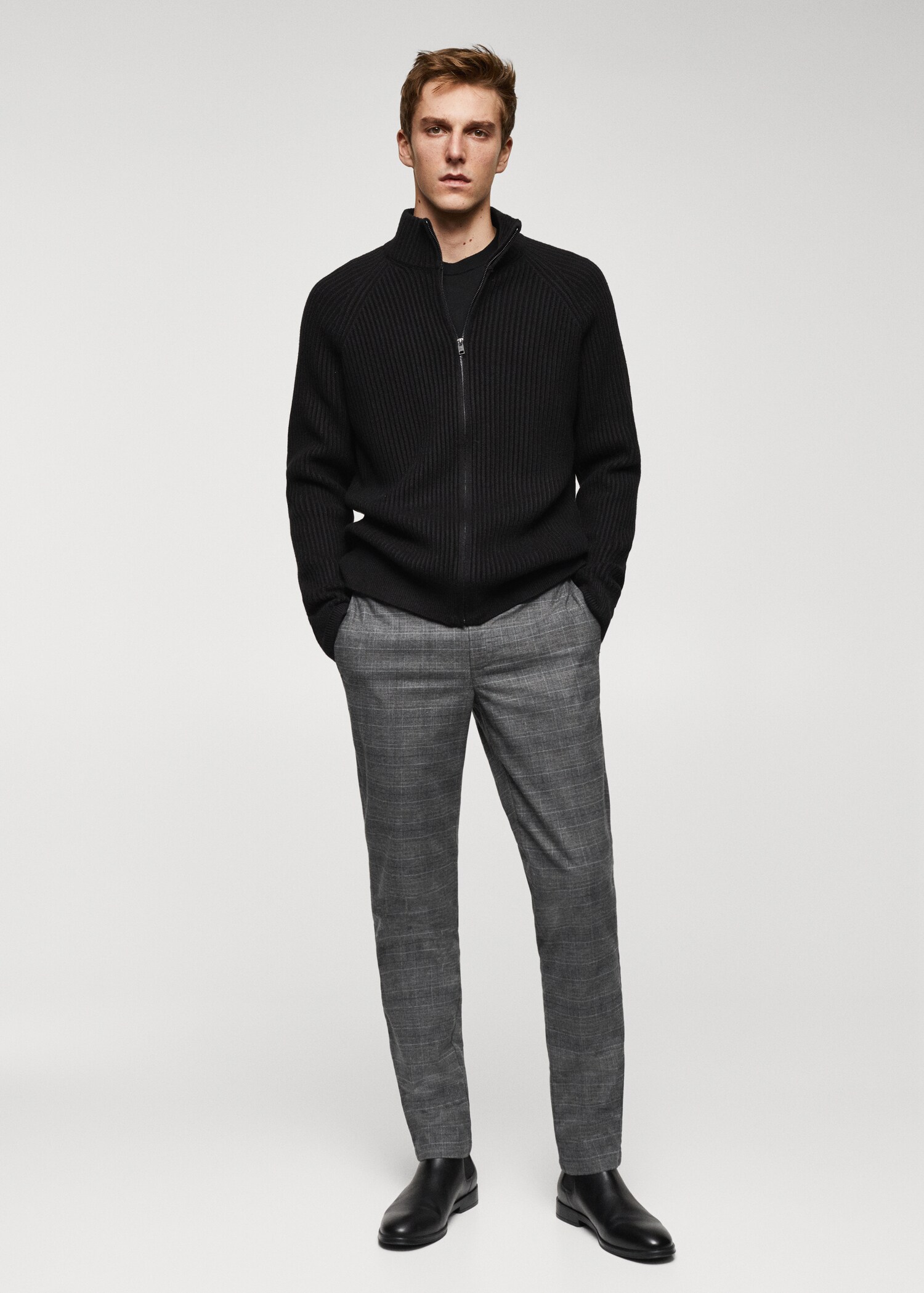 Pantalons slim fit cotó quadres - Pla general