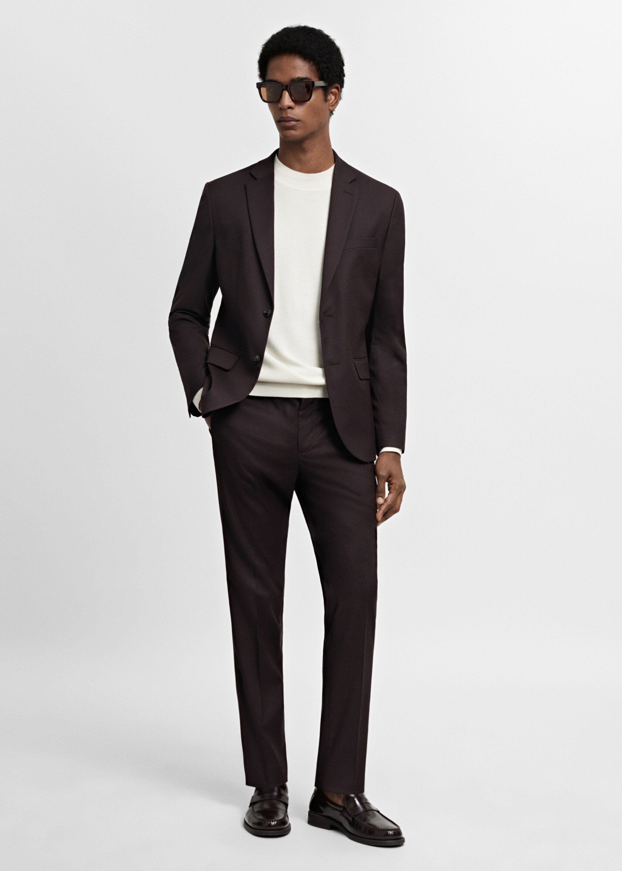 Stretch fabric super slim-fit suit trousers - General plane