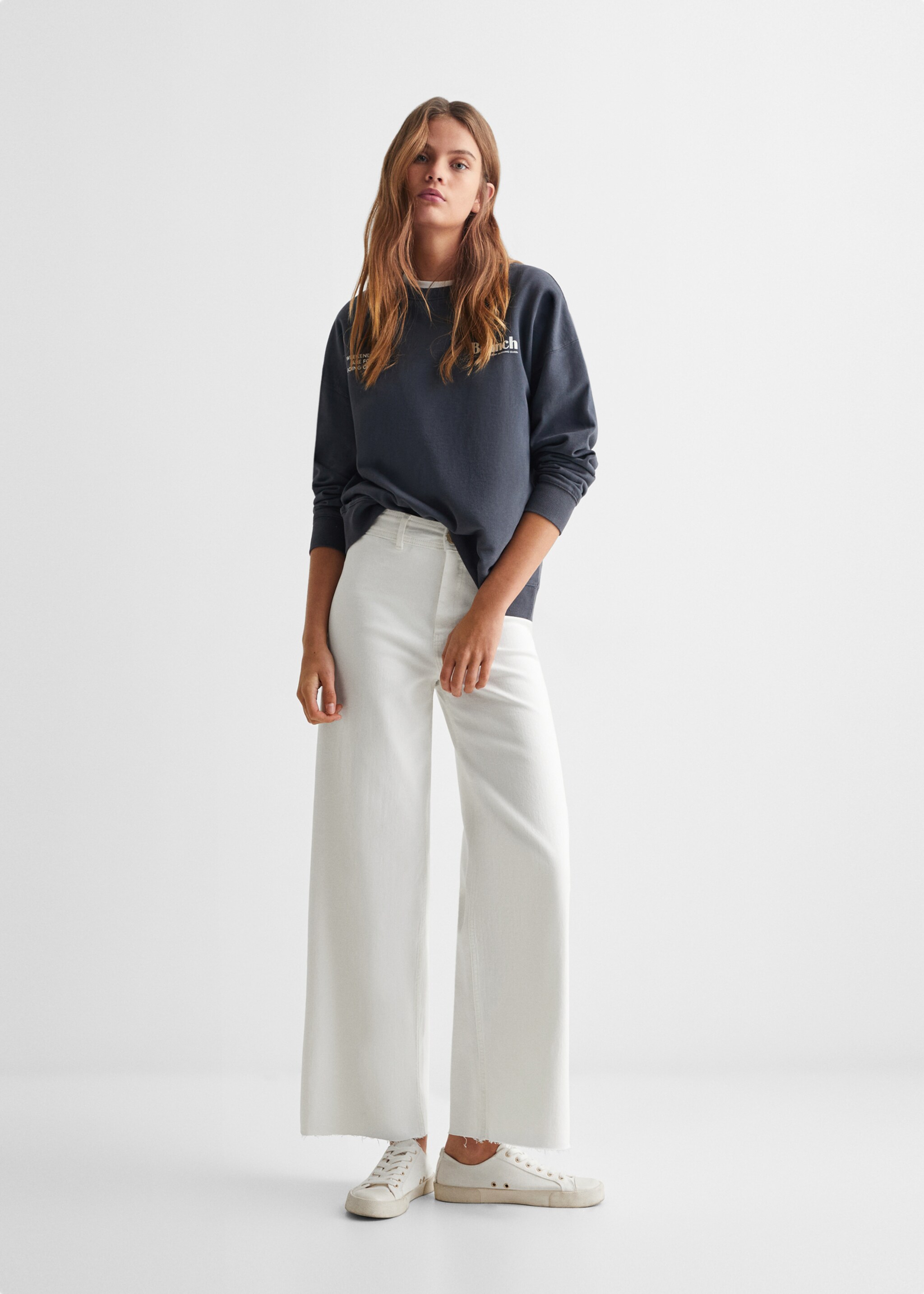 High-waist culotte jeans - General plane, Off White. Ref: 67000683-00.