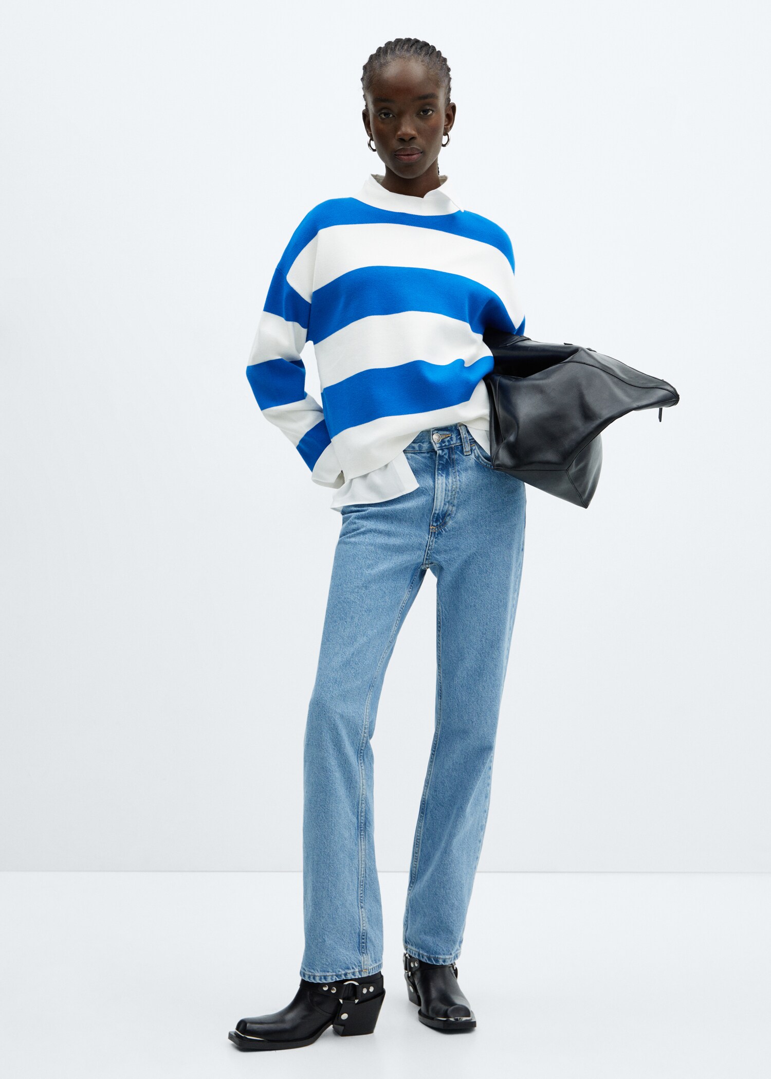 Knitted sweater with perkins neck - General plane