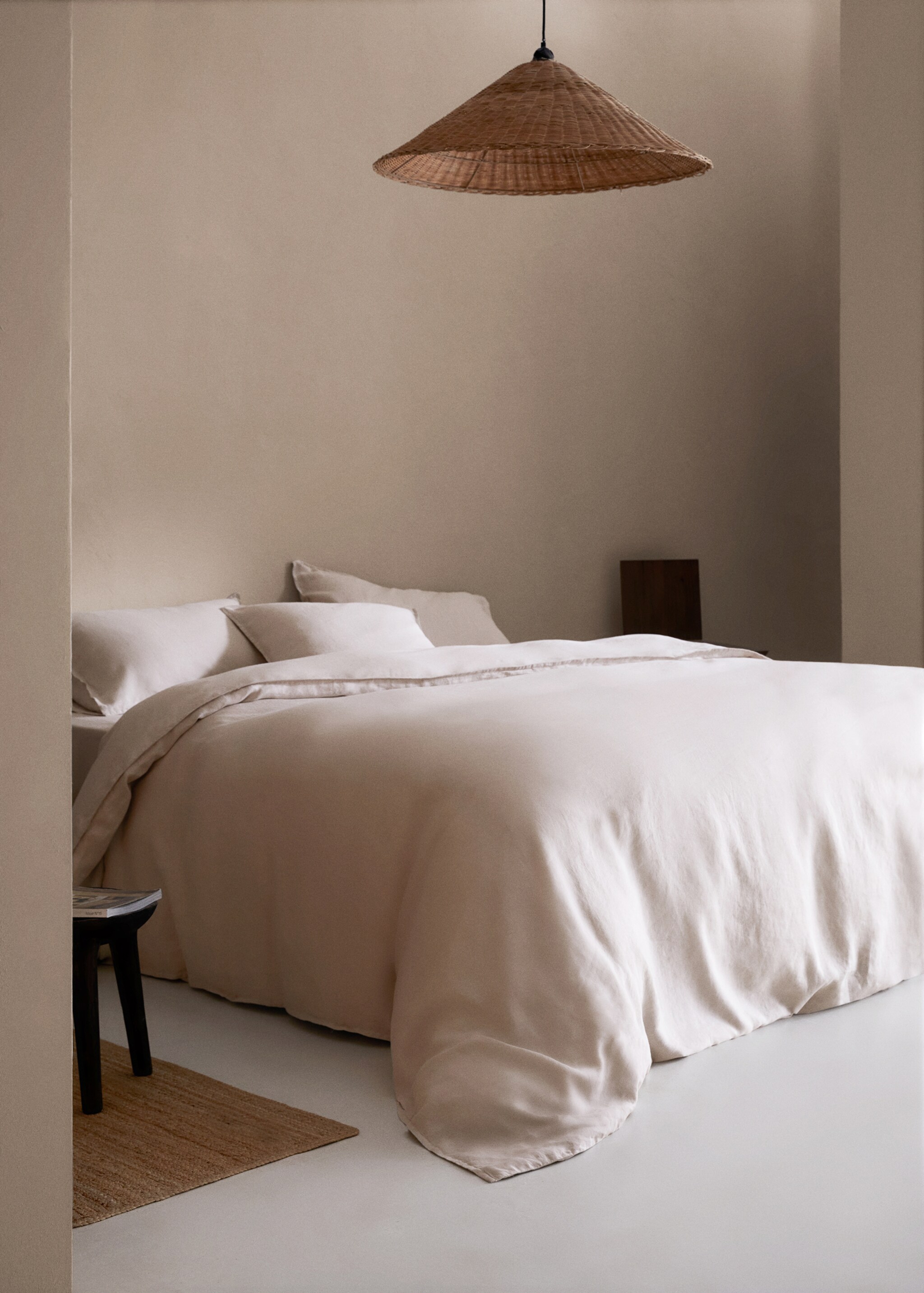 100% linen duvet cover Single bed - General plane, Beige. Ref: 67004075-00.