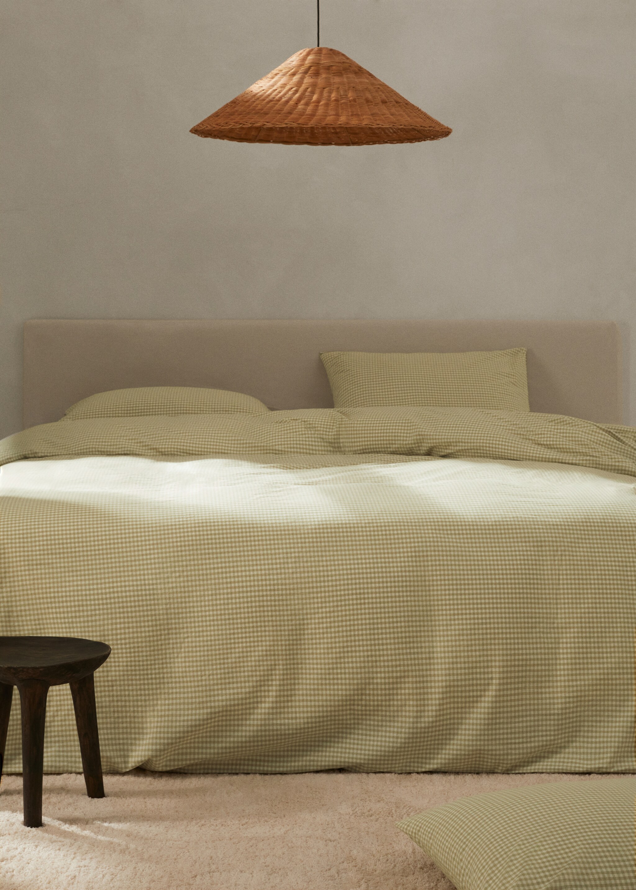 Gingham-check cotton duvet cover Single bed - General plane