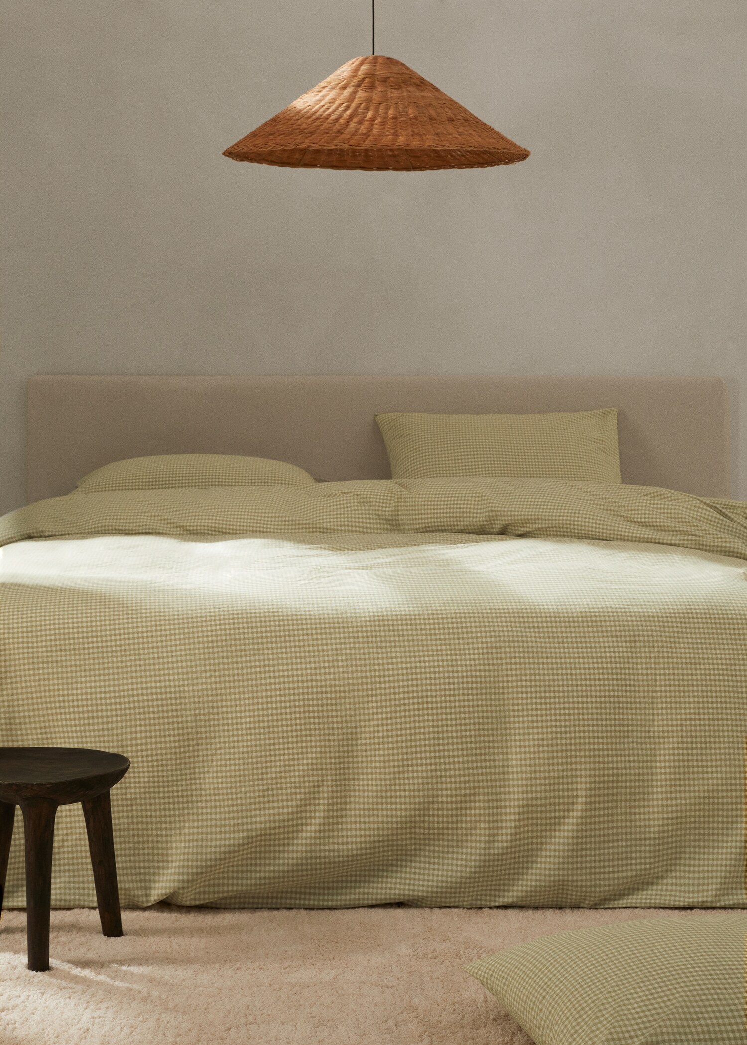 Gingham-check cotton duvet cover Single bed - General plane